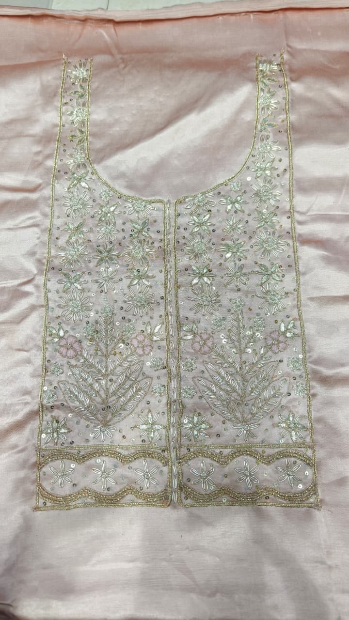 Pure Mashru Gaji Silk Hand Worked Kurti Fabric