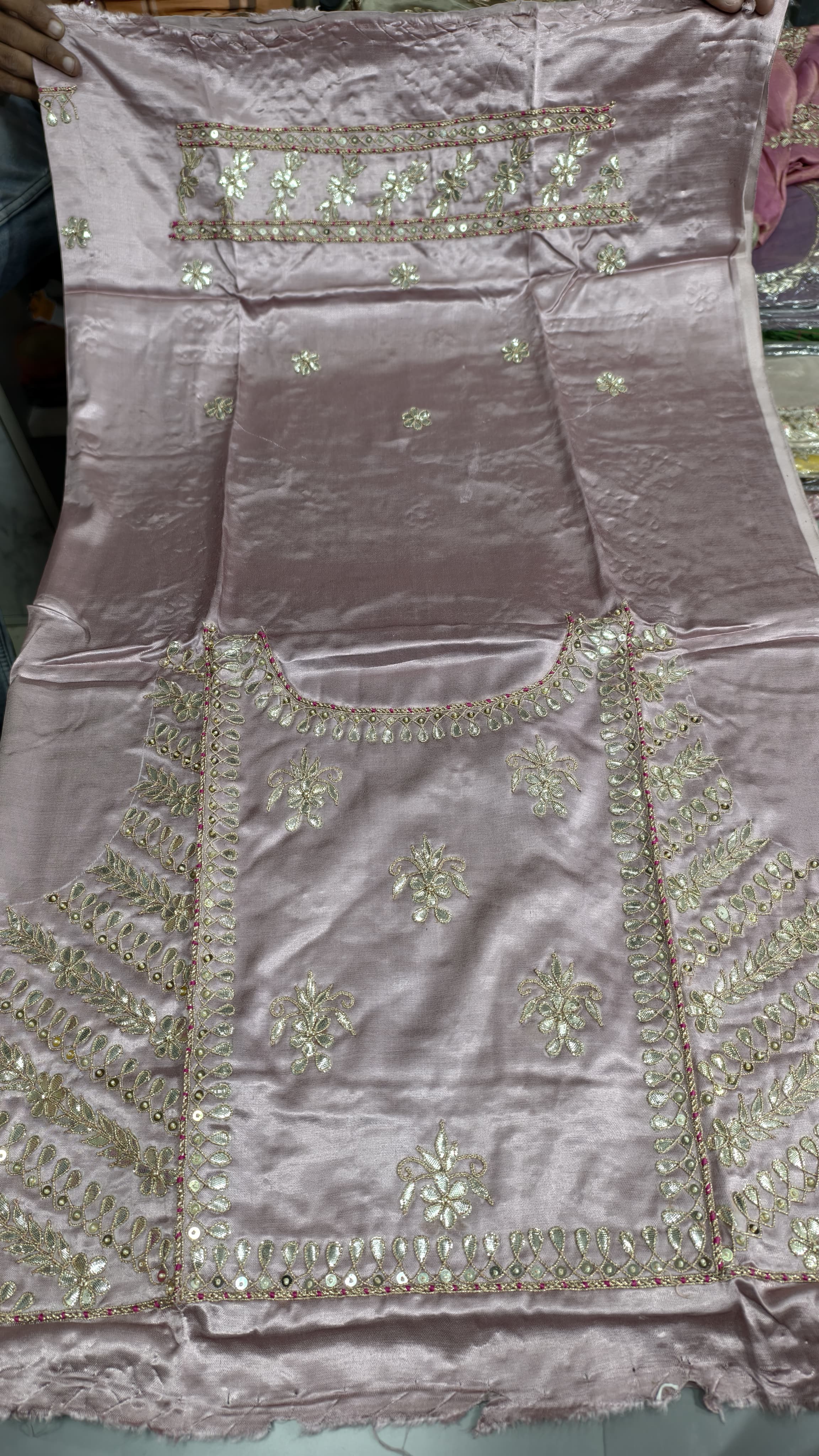 Pure Mashru Gaji Silk Handworked Blouse Piece