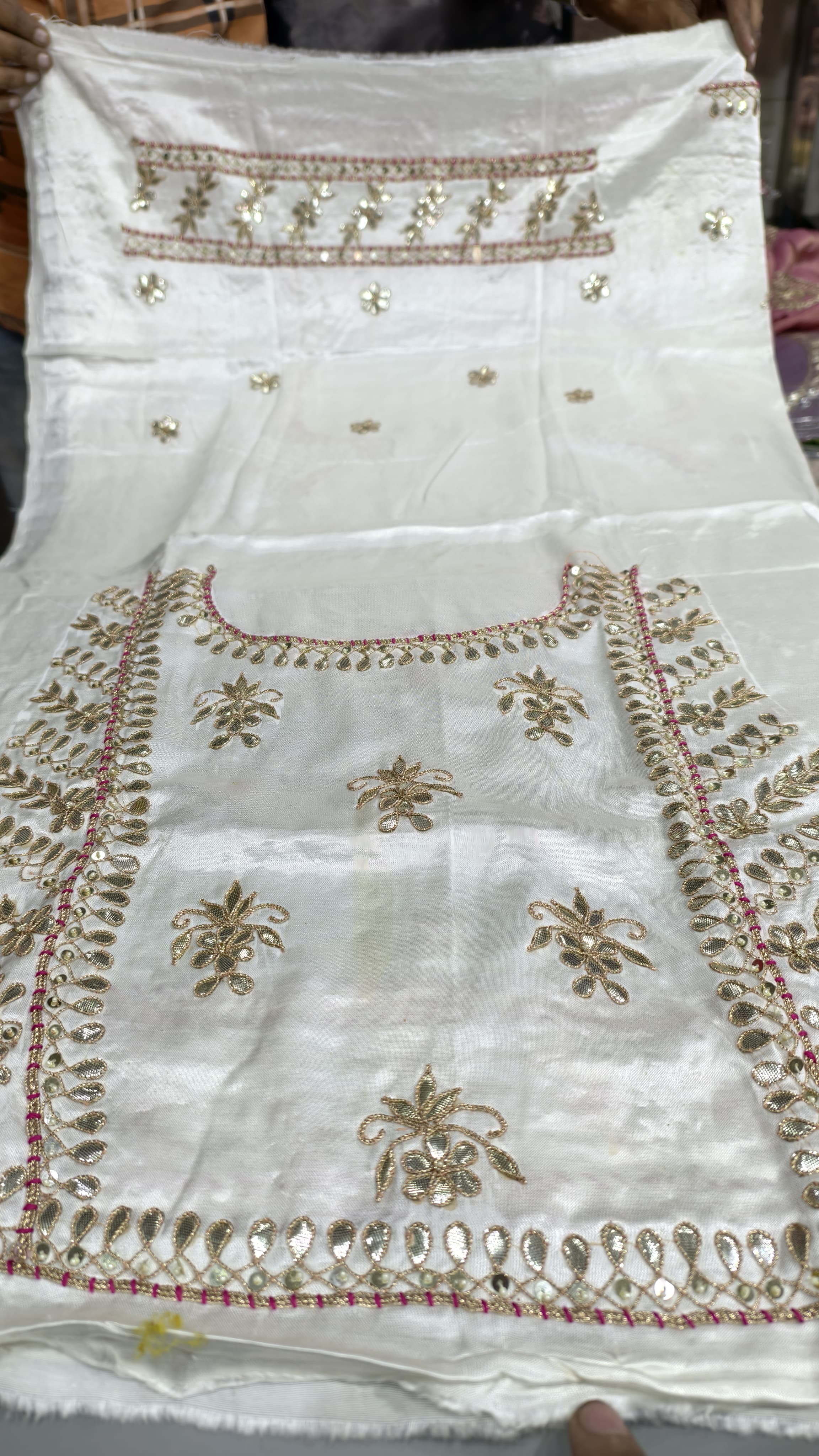 Pure Mashru Gaji Silk Handworked Blouse Piece