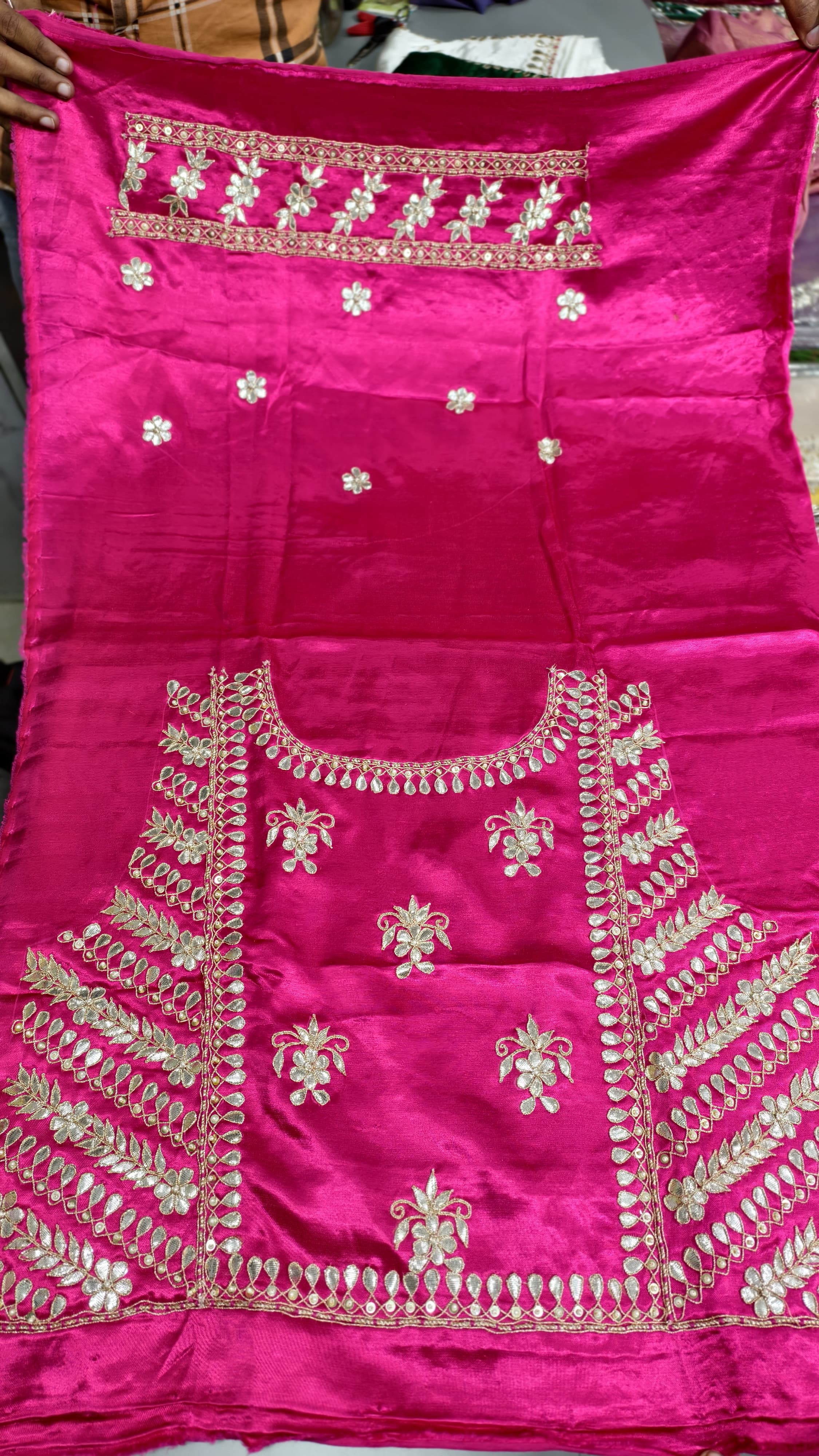 Pure Mashru Gaji Silk Handworked Blouse Piece