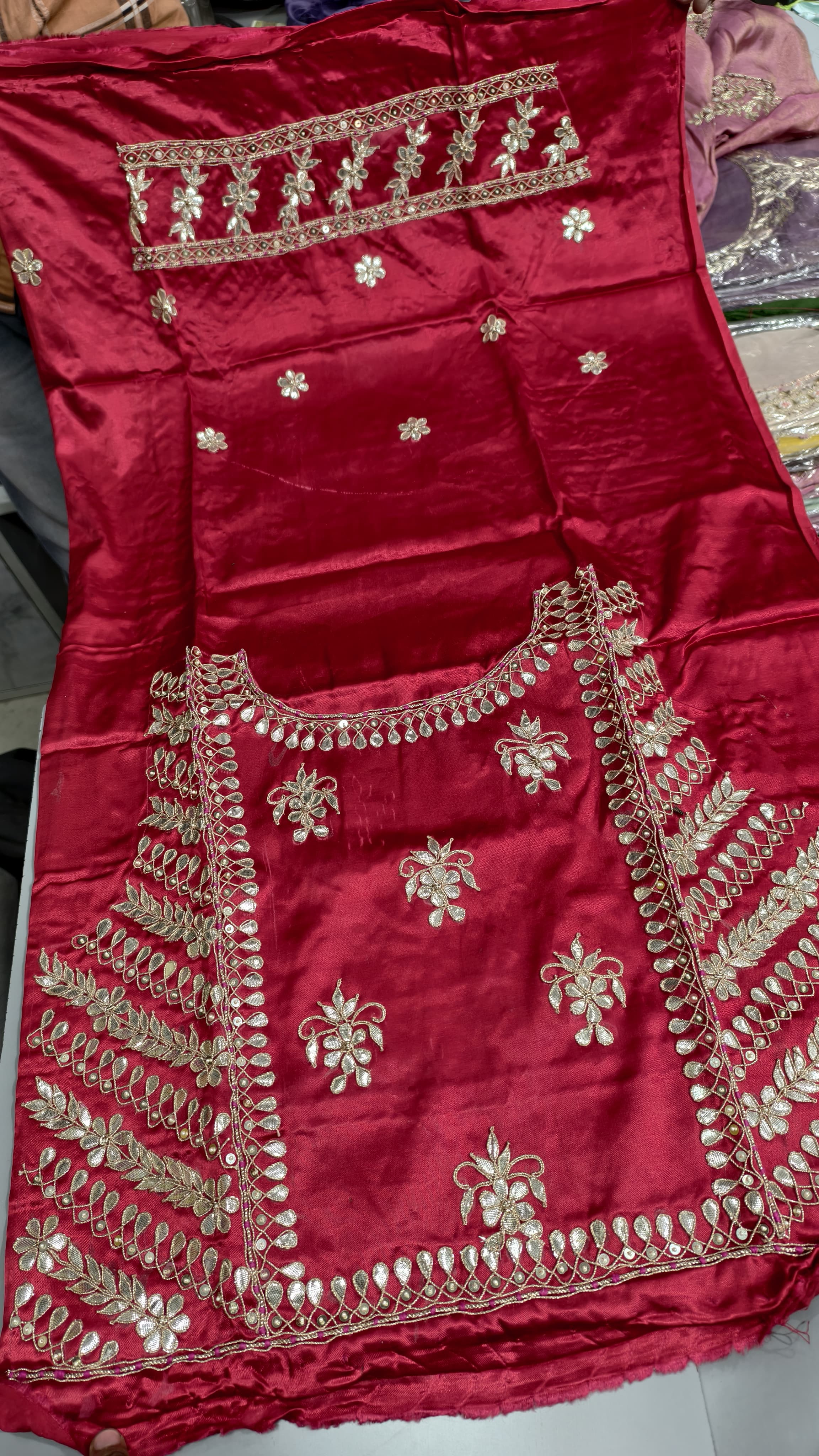 Pure Mashru Gaji Silk Handworked Blouse Piece