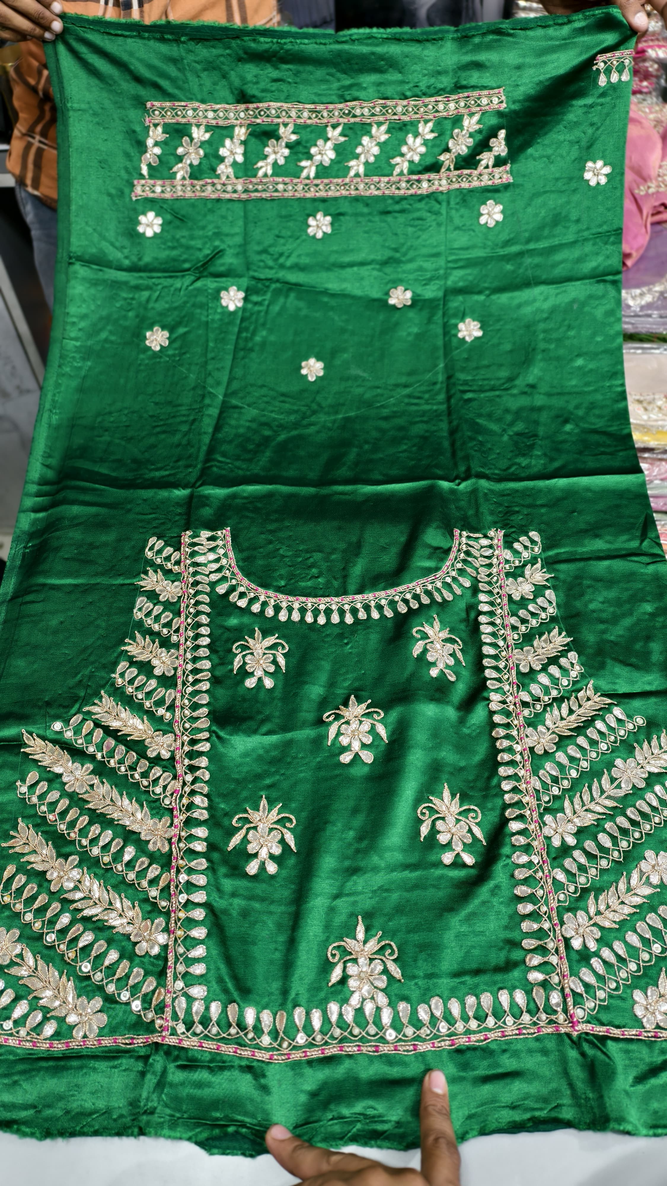 Pure Mashru Gaji Silk Handworked Blouse Piece
