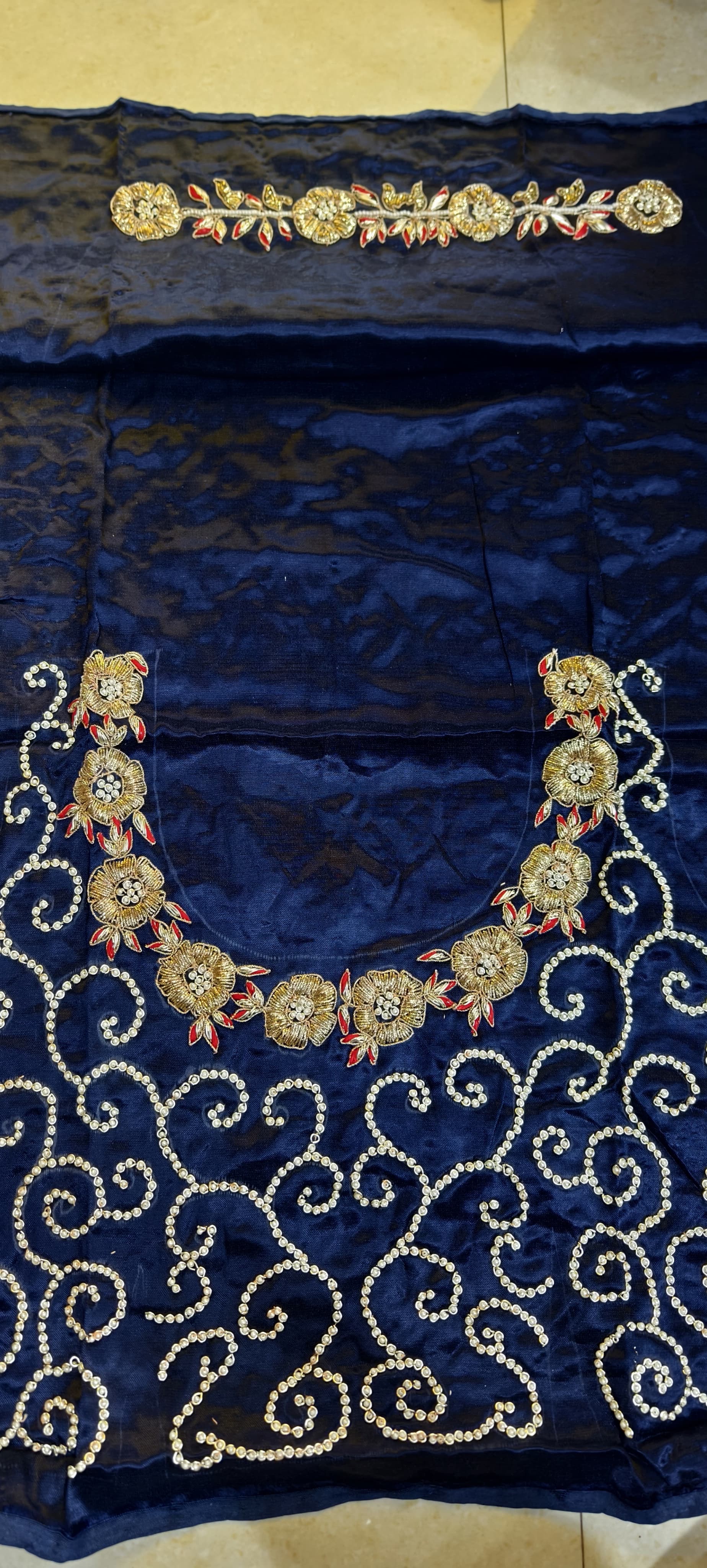 Pure Mashru Gaji Silk Handworked Blouse Piece