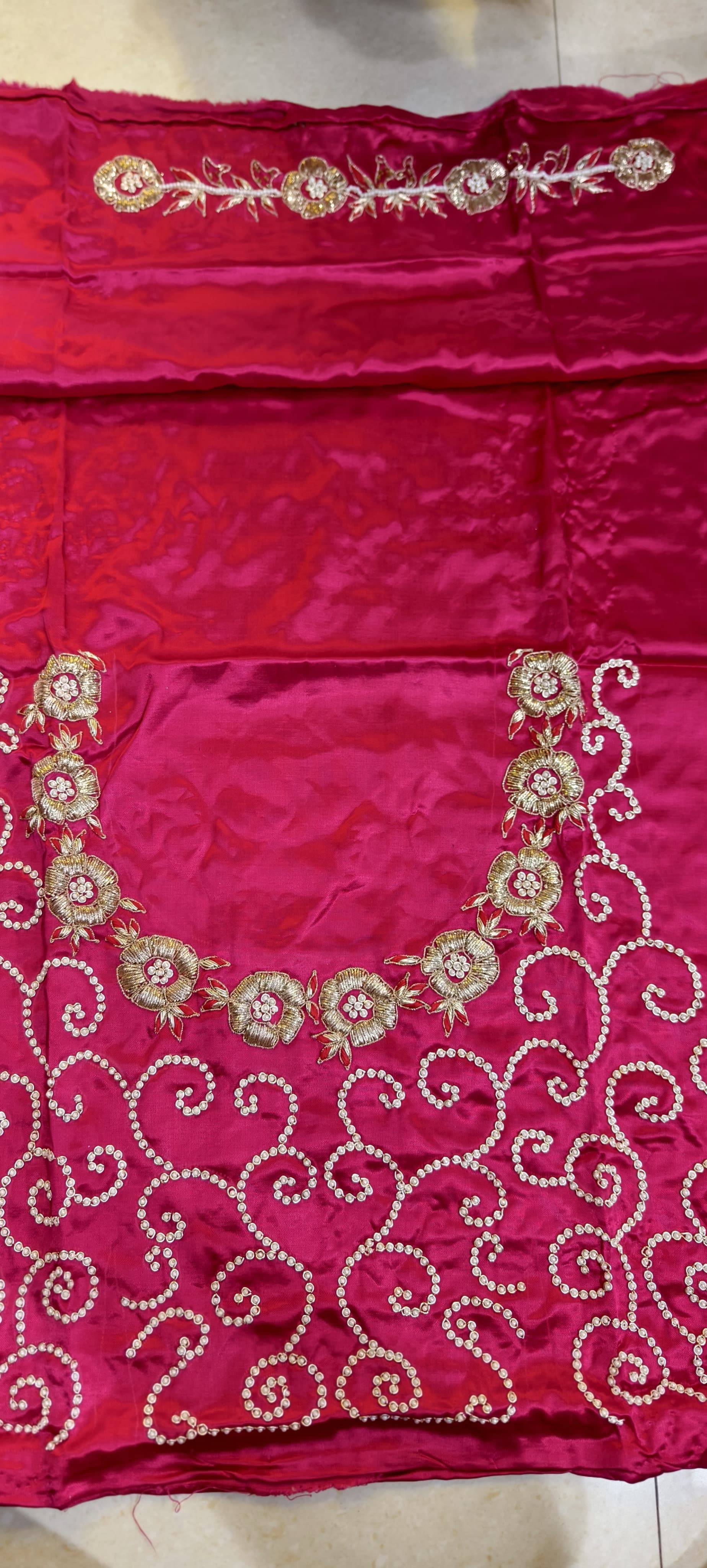 Pure Mashru Gaji Silk Handworked Blouse Piece