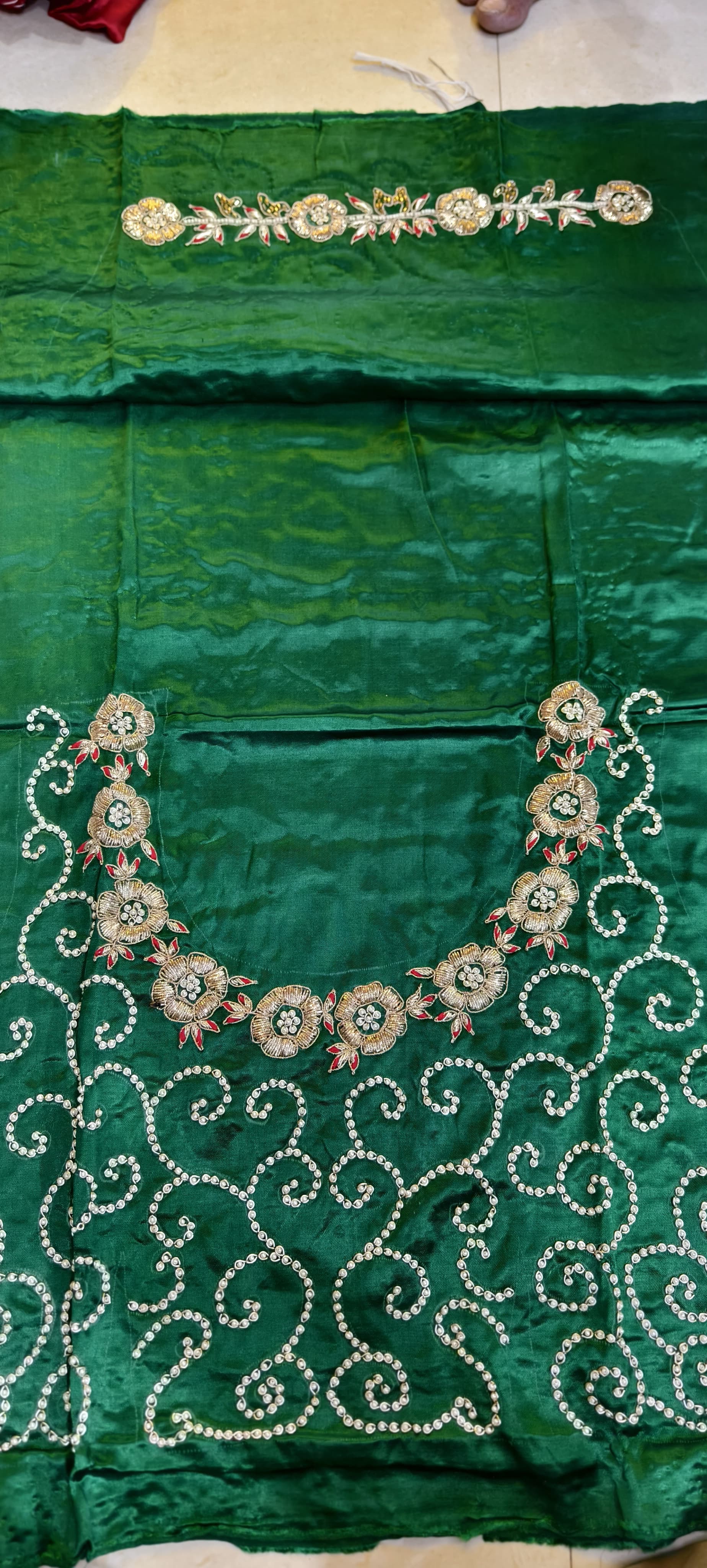 Pure Mashru Gaji Silk Handworked Blouse Piece