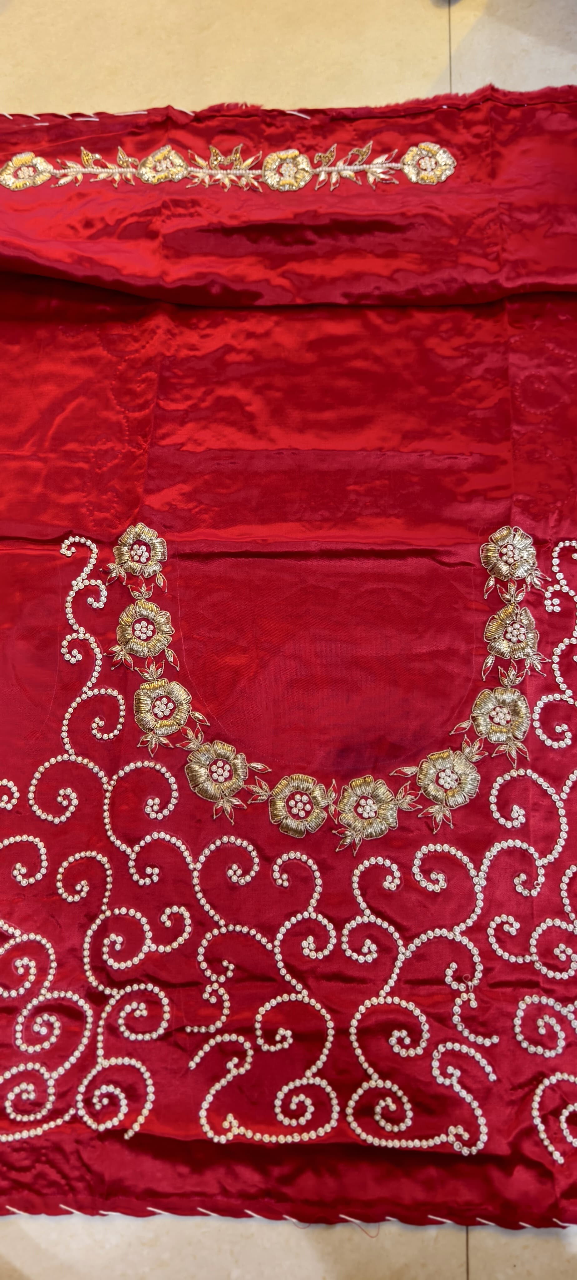 Pure Mashru Gaji Silk Handworked Blouse Piece