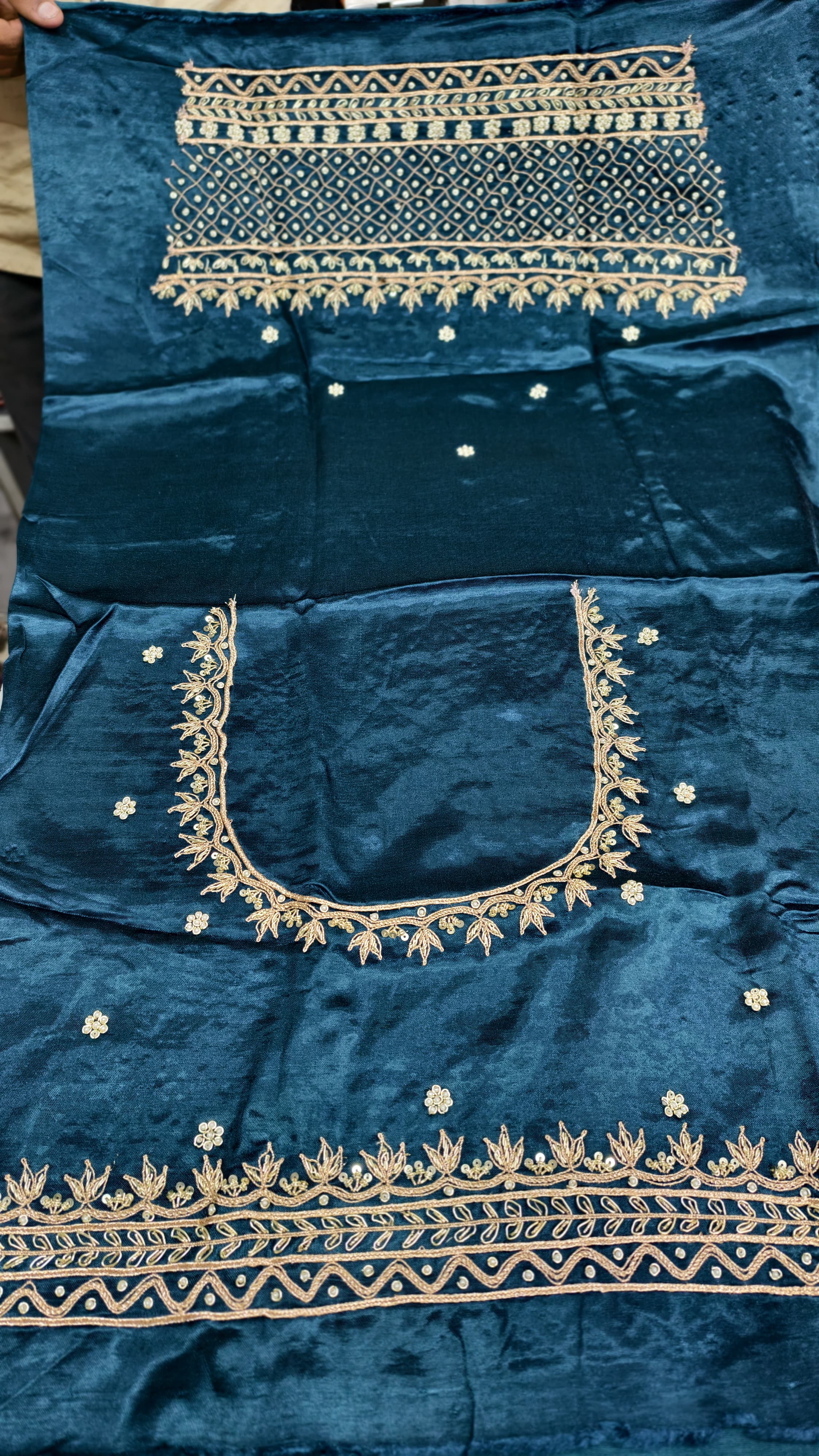 Pure Mashru Gaji Silk Handworked Blouse Piece