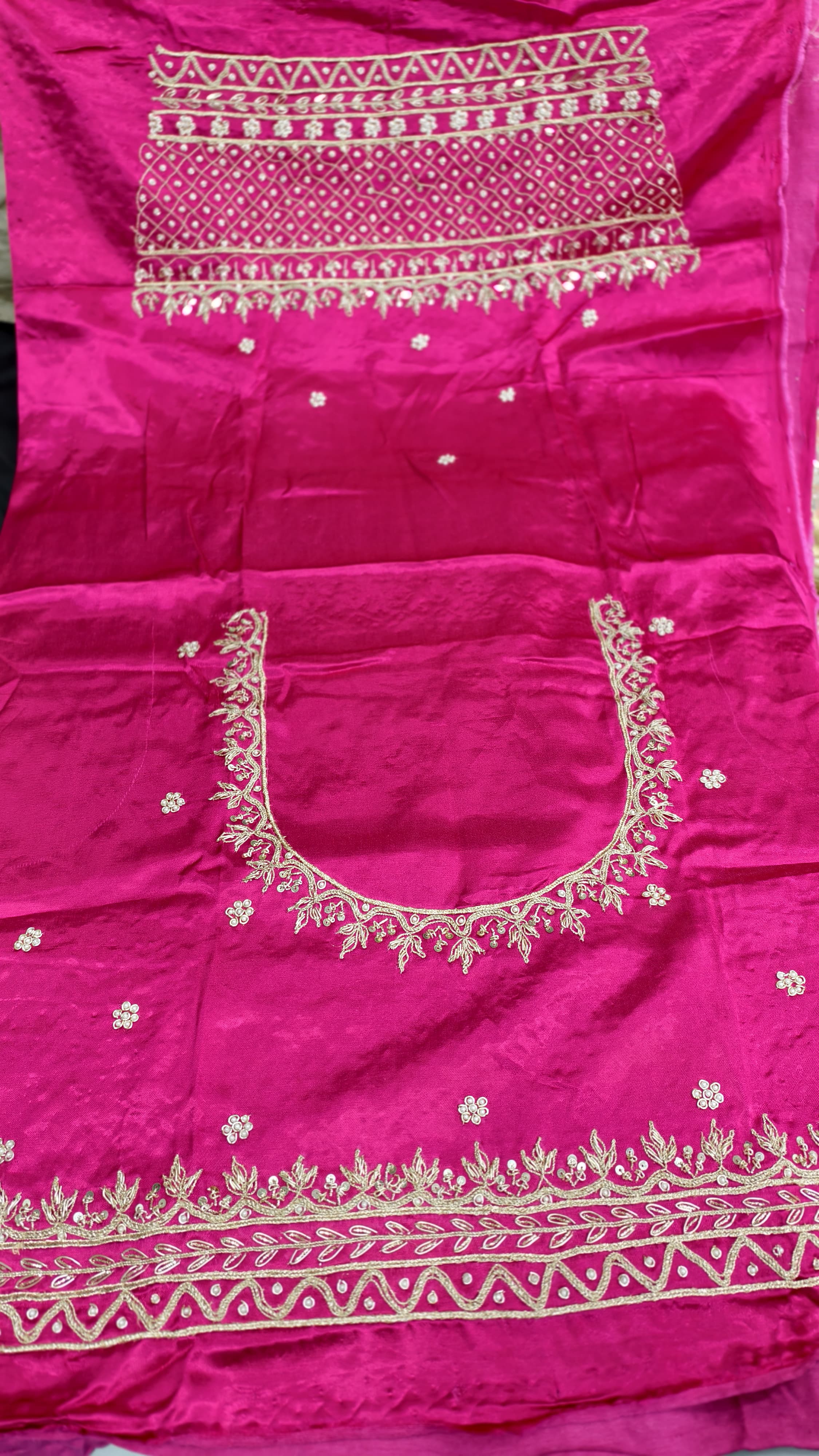 Pure Mashru Gaji Silk Handworked Blouse Piece