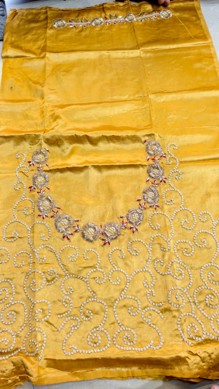 Pure Mashru Gaji Silk Handworked Blouse Piece