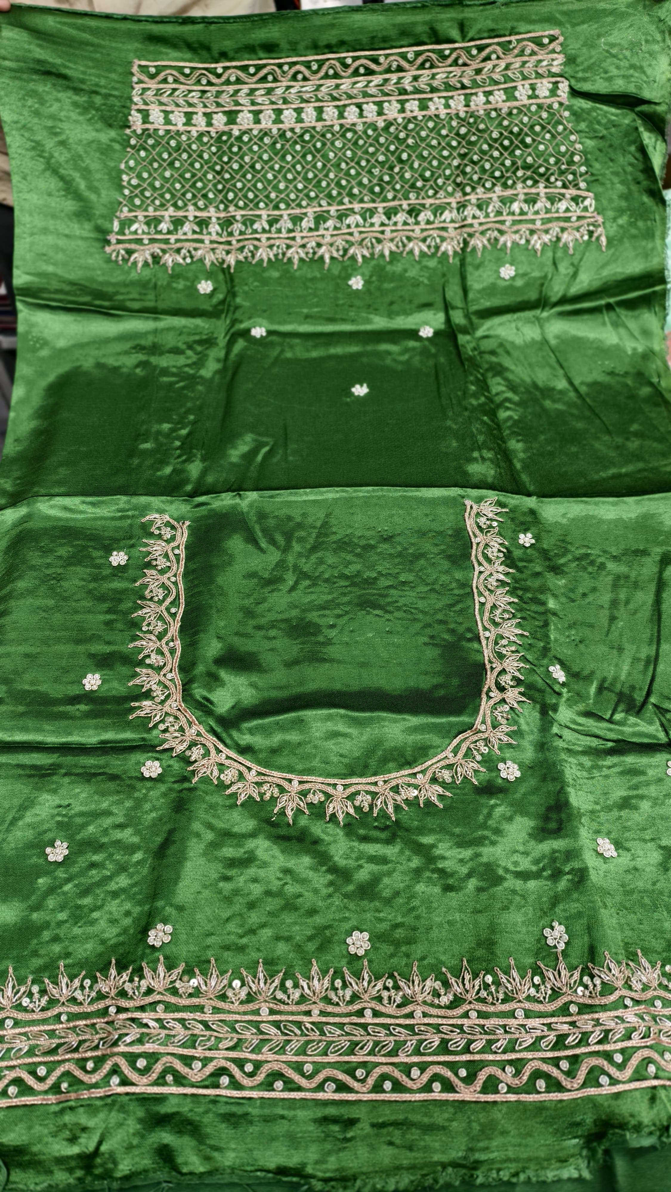 Pure Mashru Gaji Silk Handworked Blouse Piece