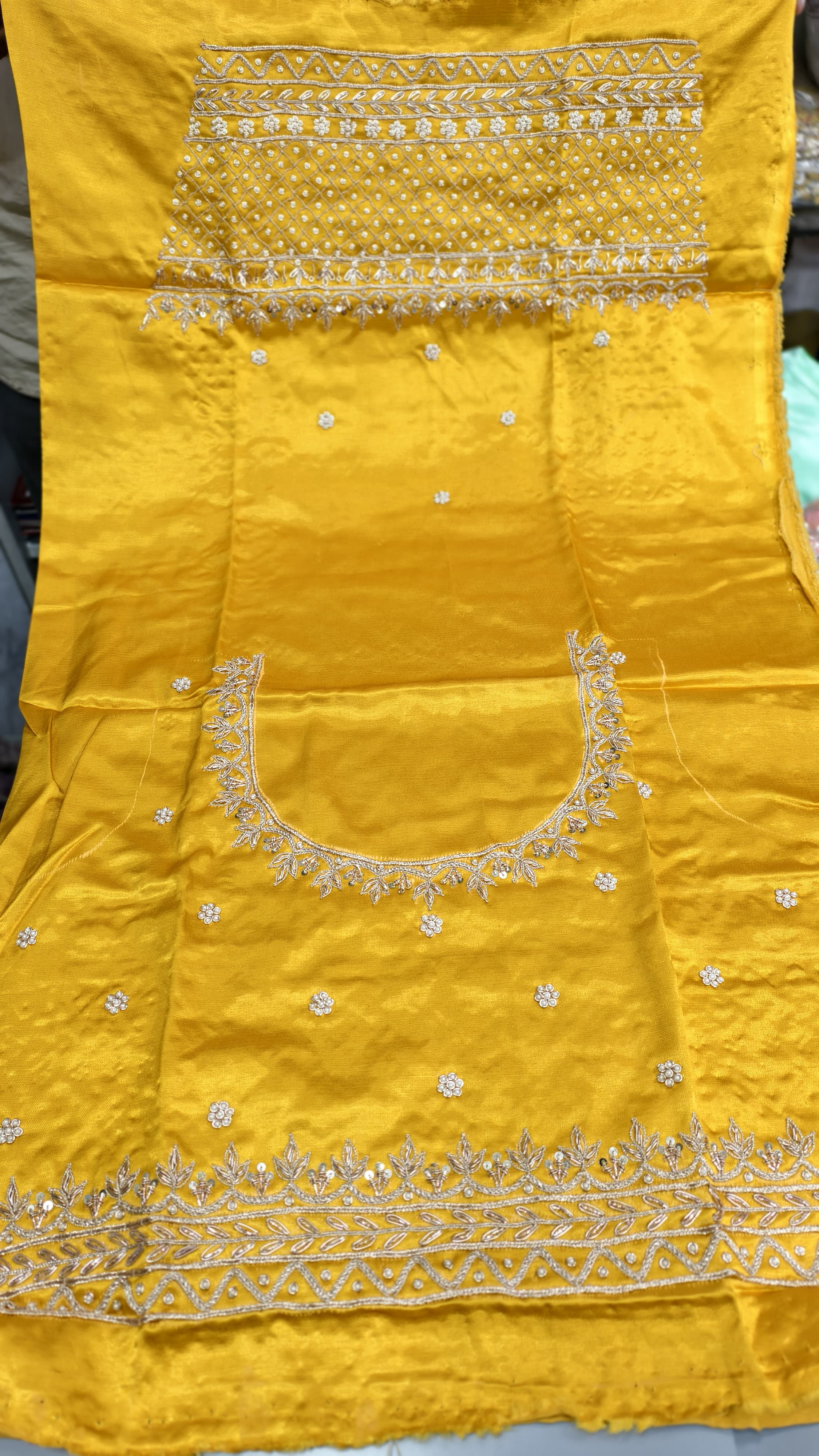 Pure Mashru Gaji Silk Handworked Blouse Piece