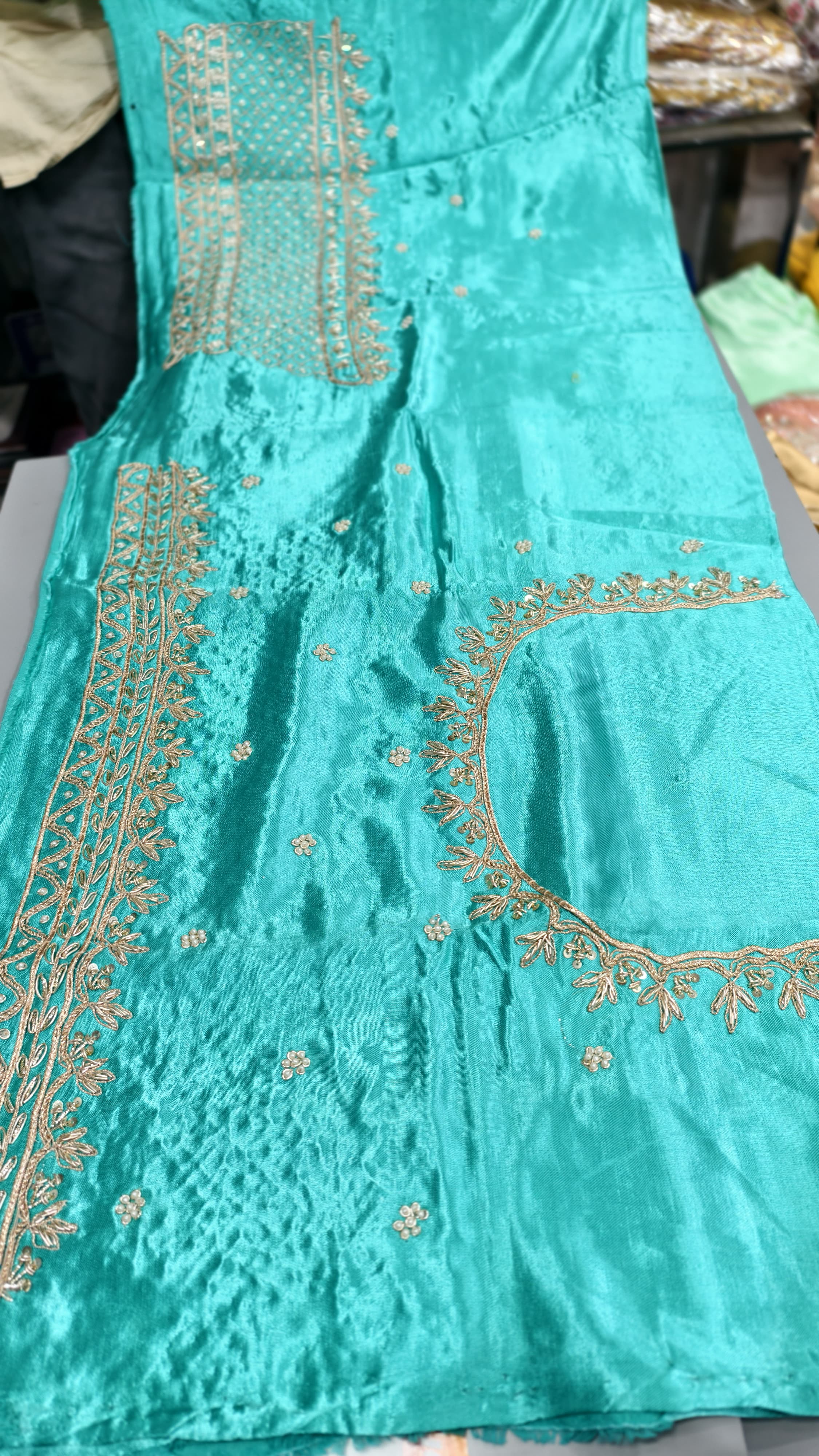 Pure Mashru Gaji Silk Handworked Blouse Piece