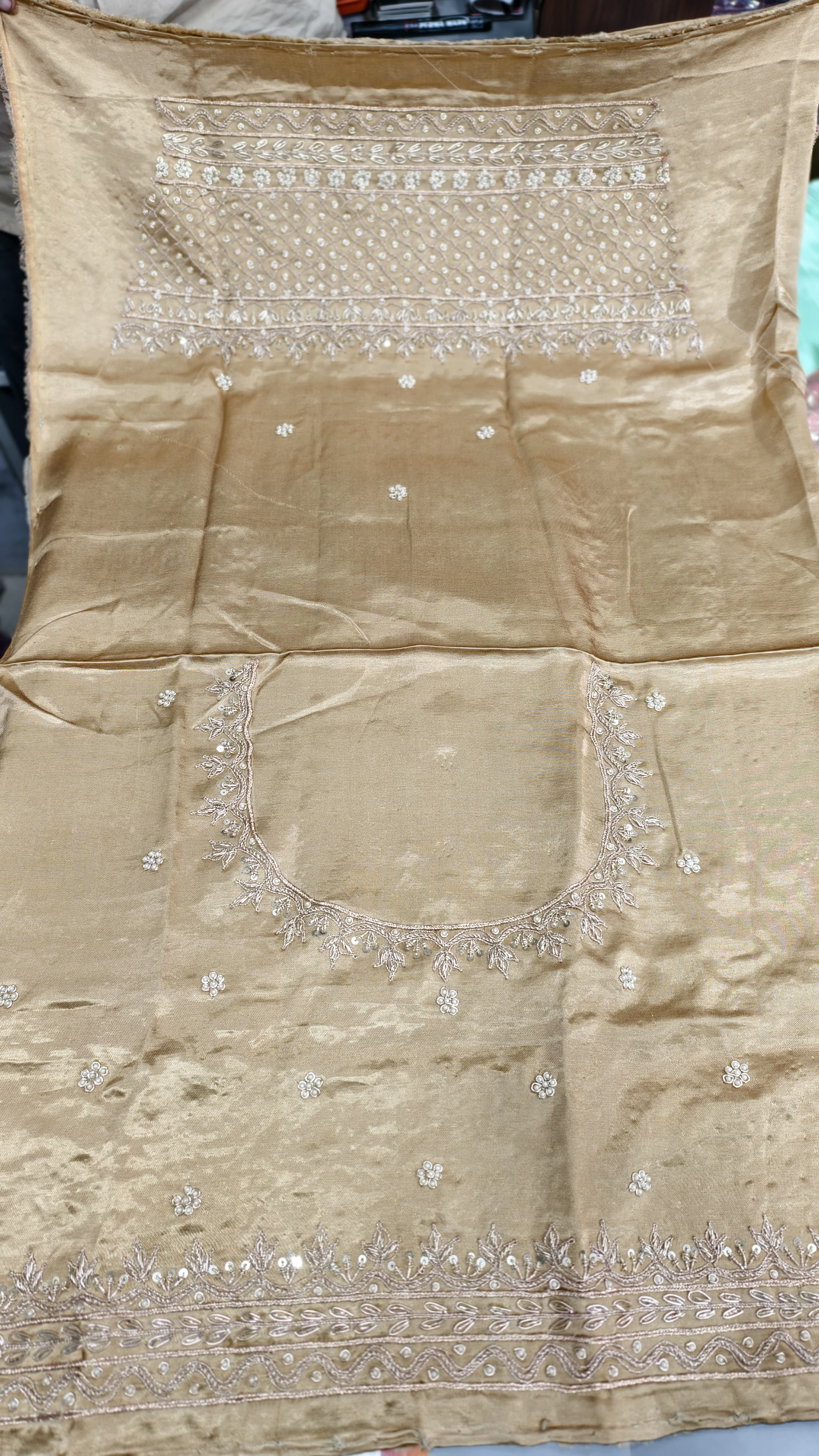 Pure Mashru Gaji Silk Handworked Blouse Piece