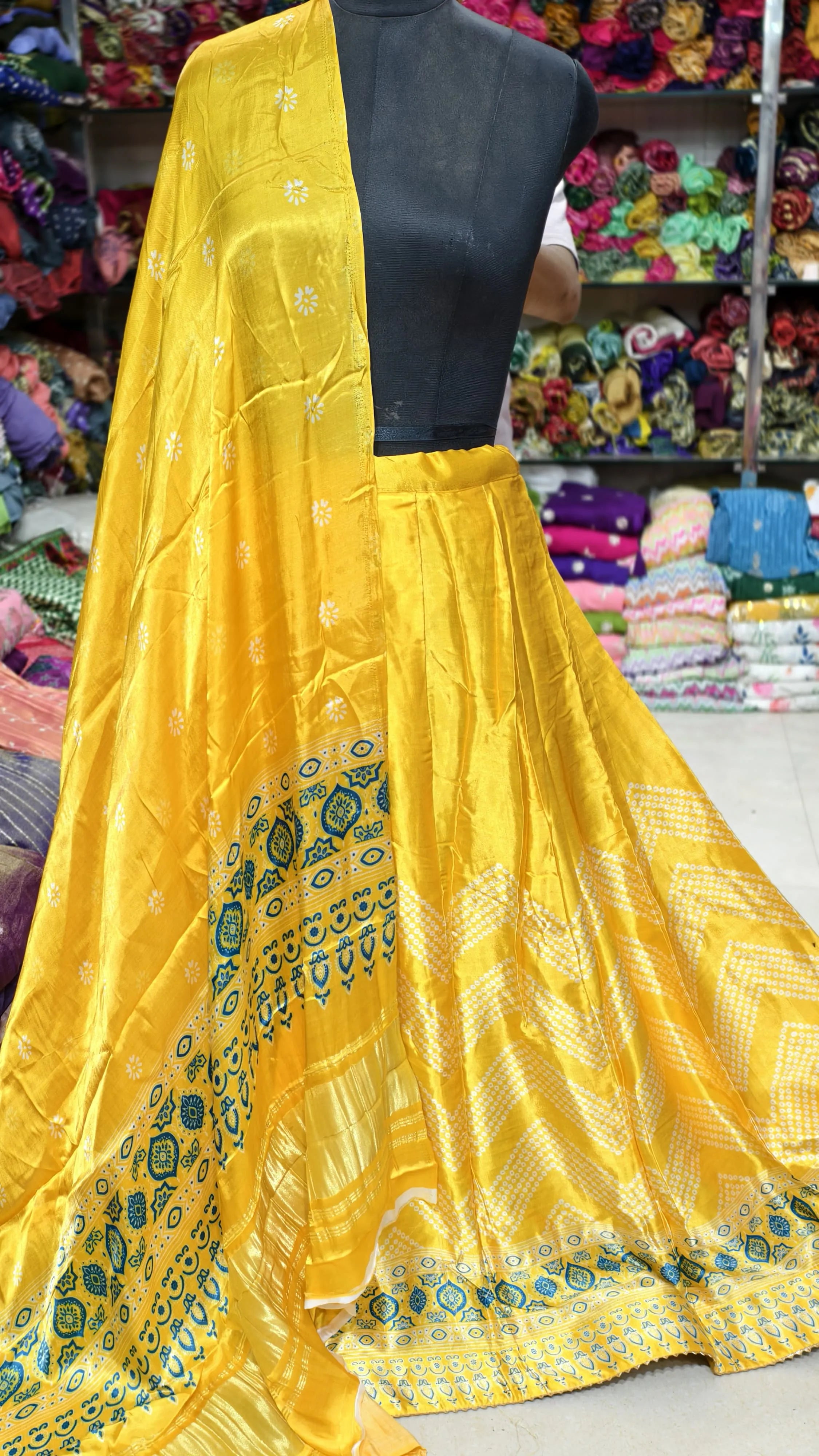 Pure Mashru Gaji Silk Original Digital Print Full Set