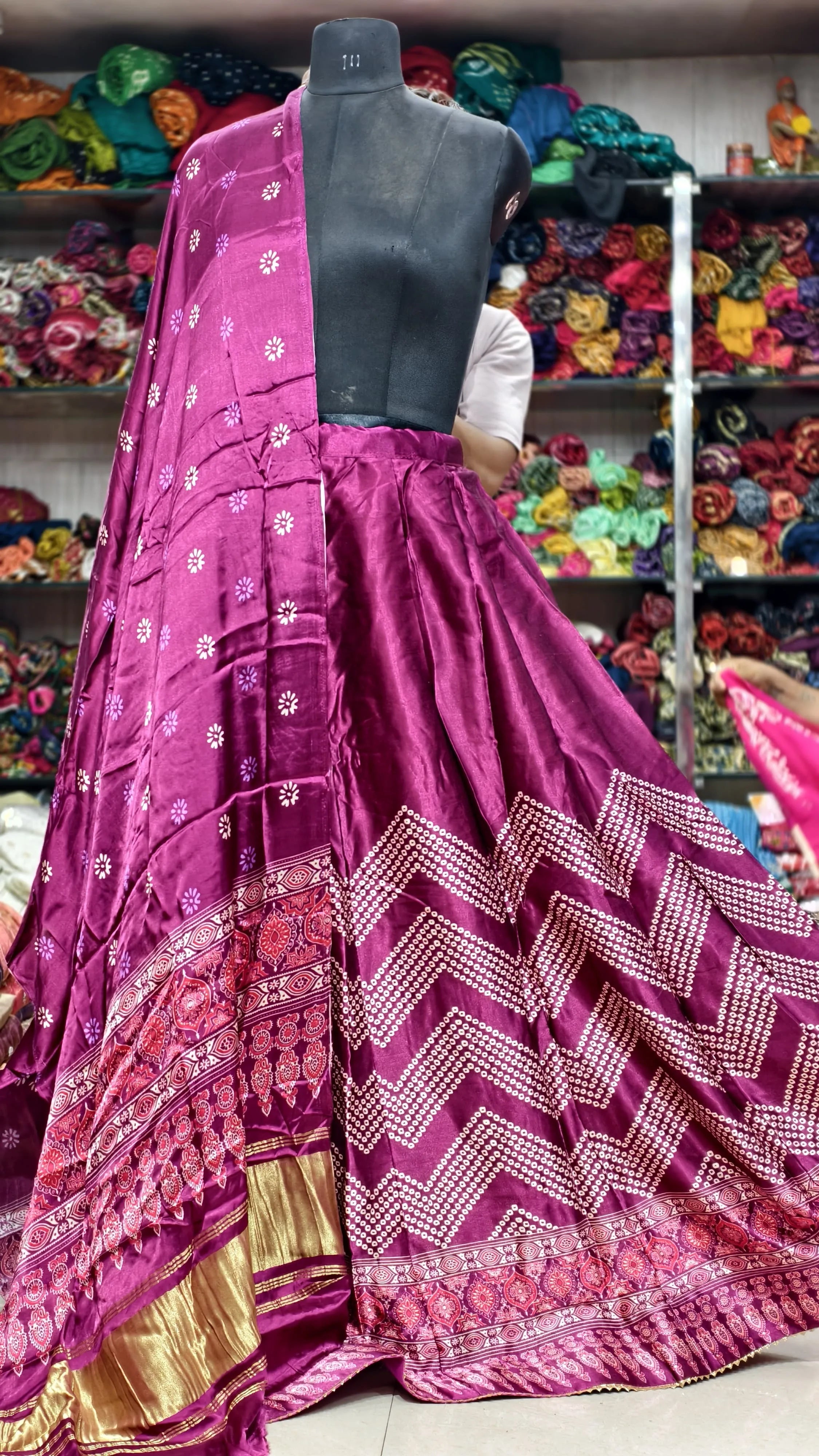 Pure Mashru Gaji Silk Original Digital Print Full Set