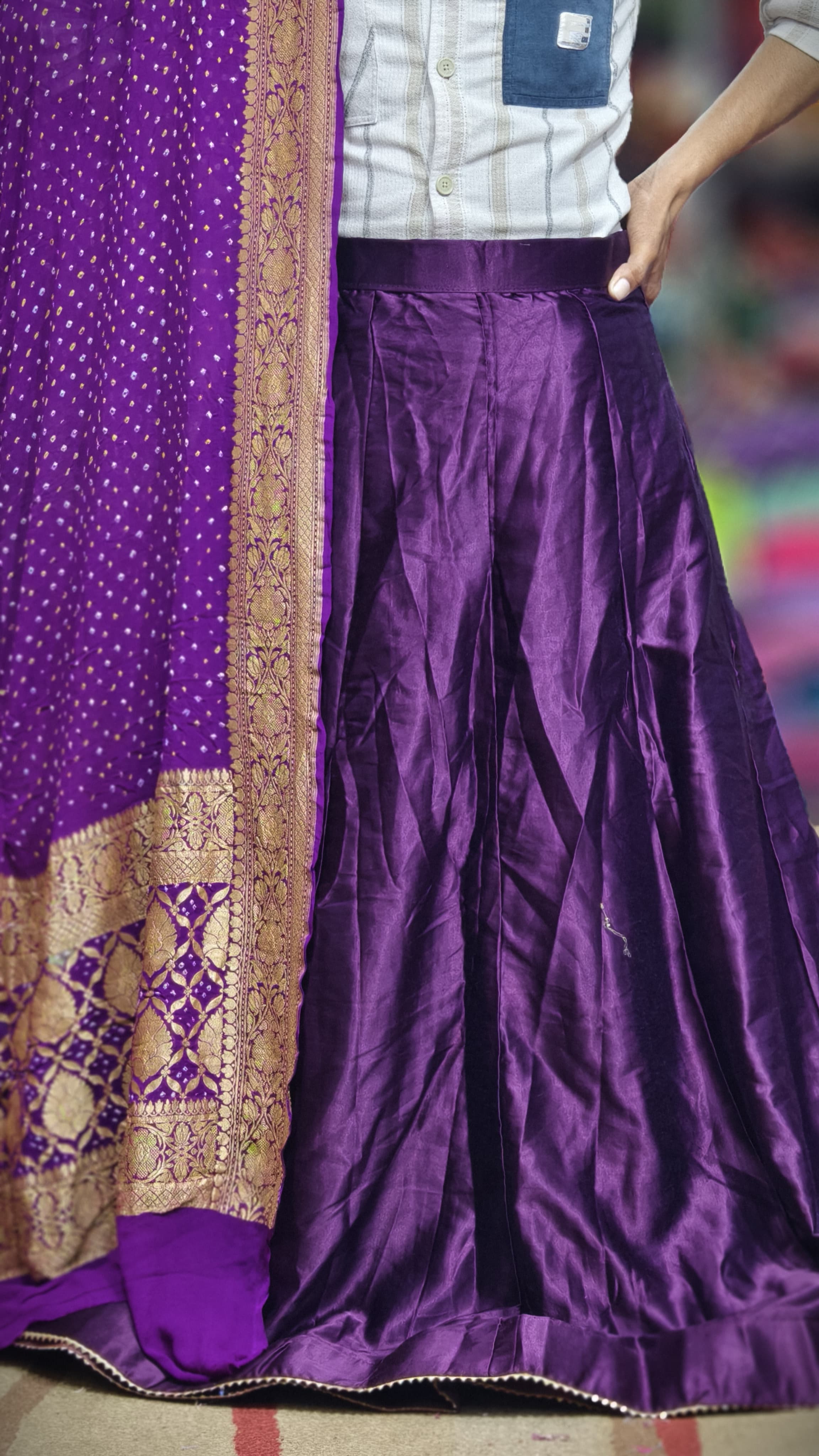 Pure Mashru Gaji Silk Plain Ghagra Set