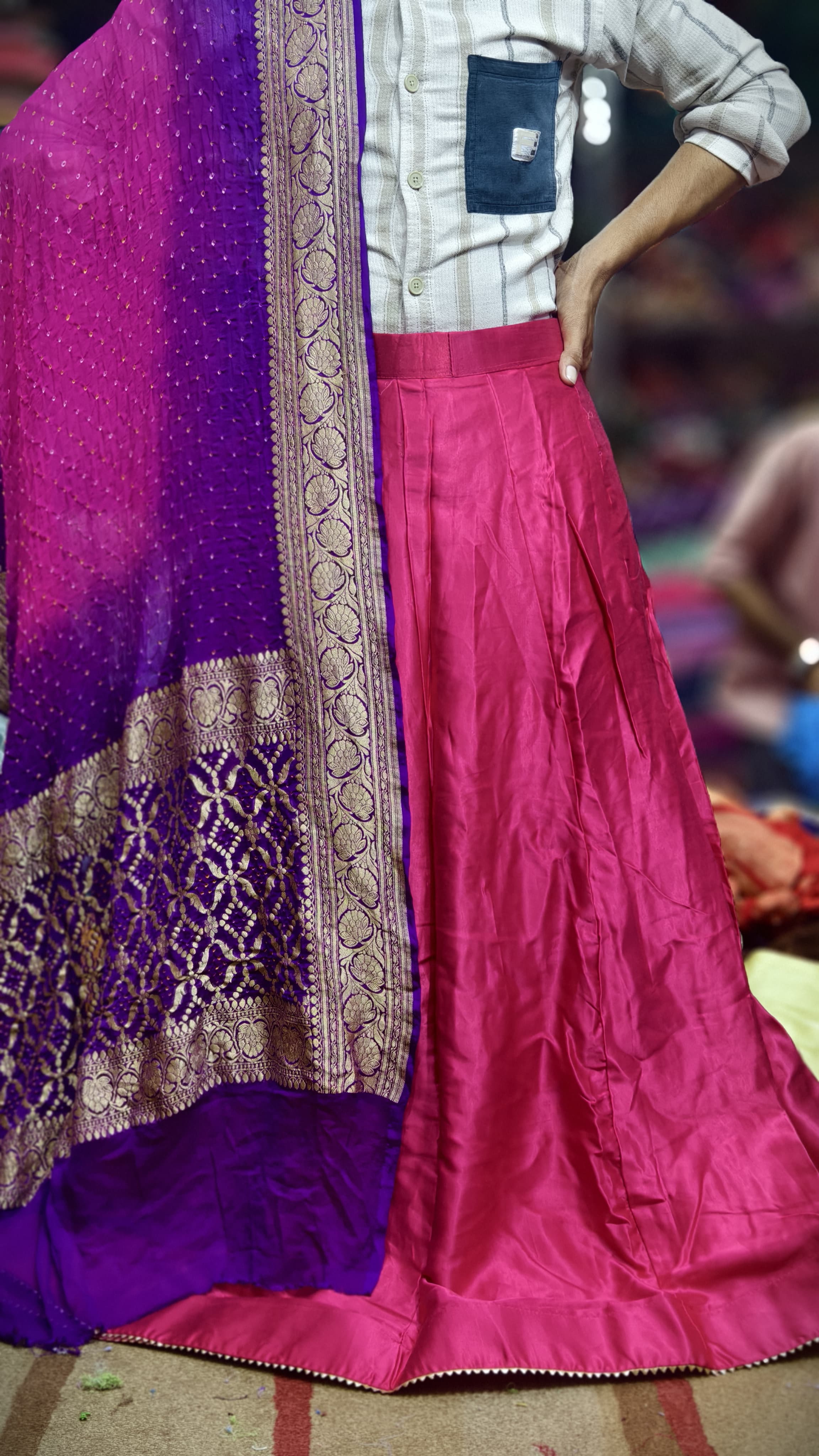 Pure Mashru Gaji Silk Plain Ghagra Set