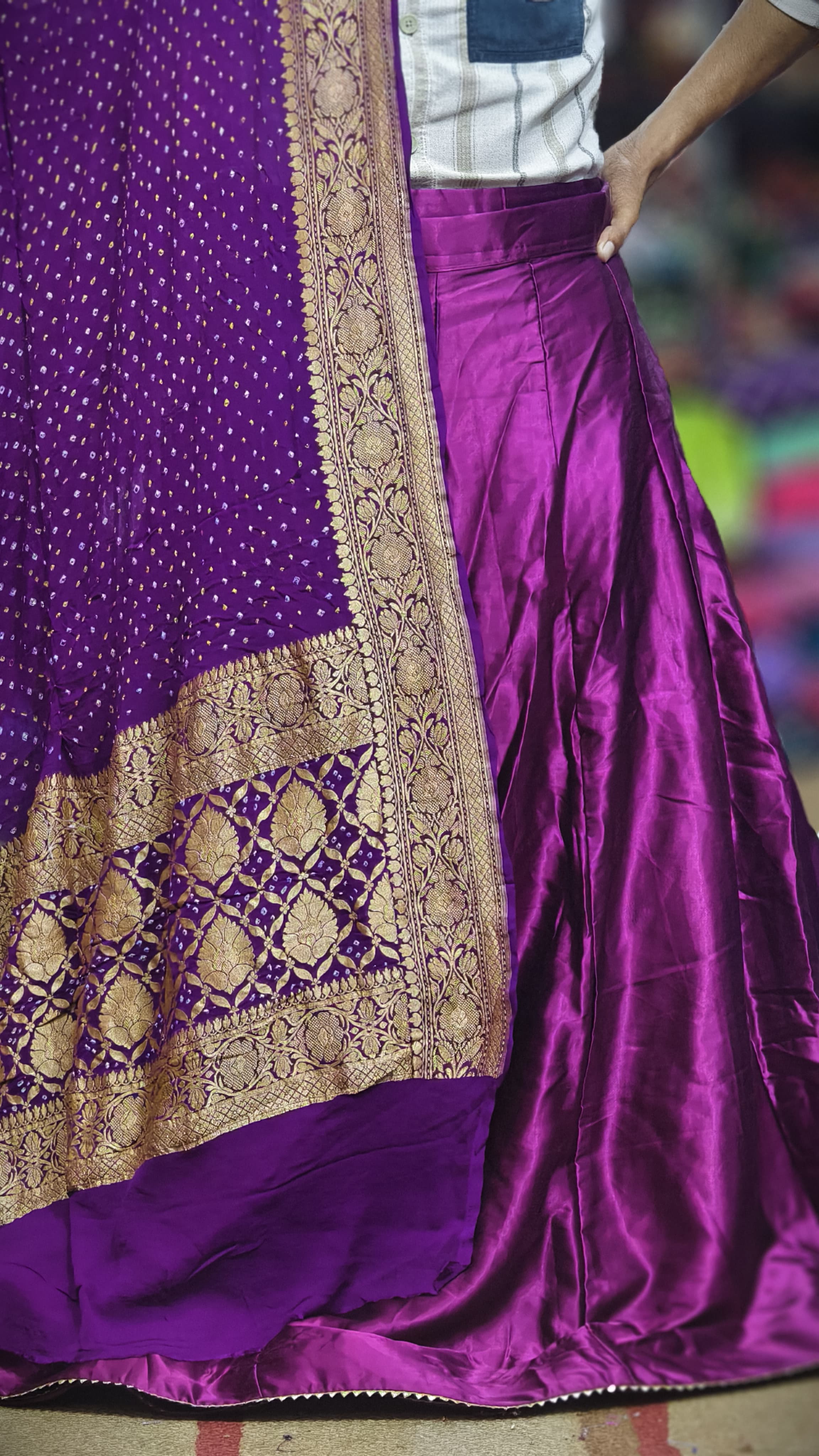 Pure Mashru Gaji Silk Plain Ghagra Set