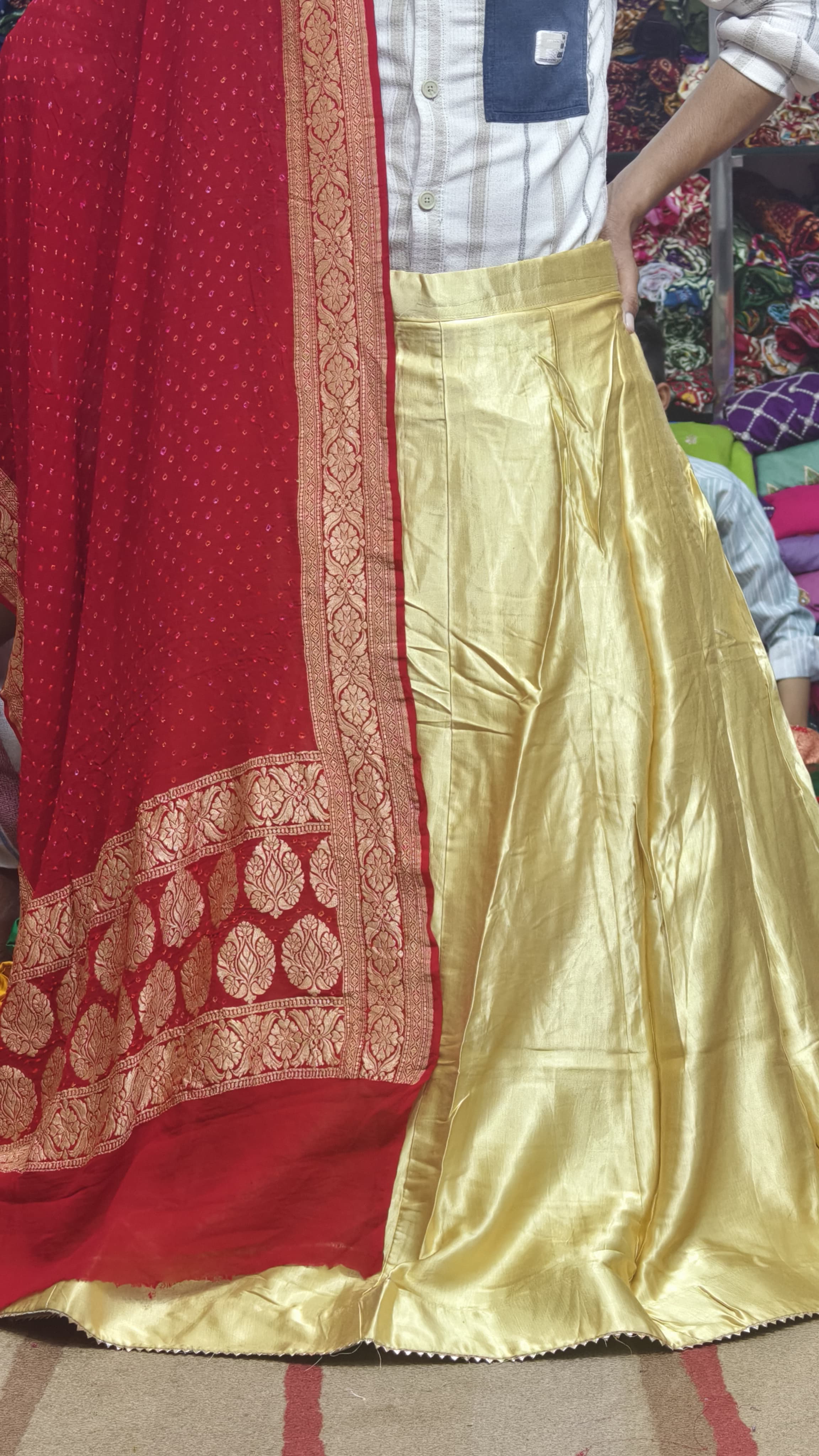 Pure Mashru Gaji Silk Plain Ghagra Set