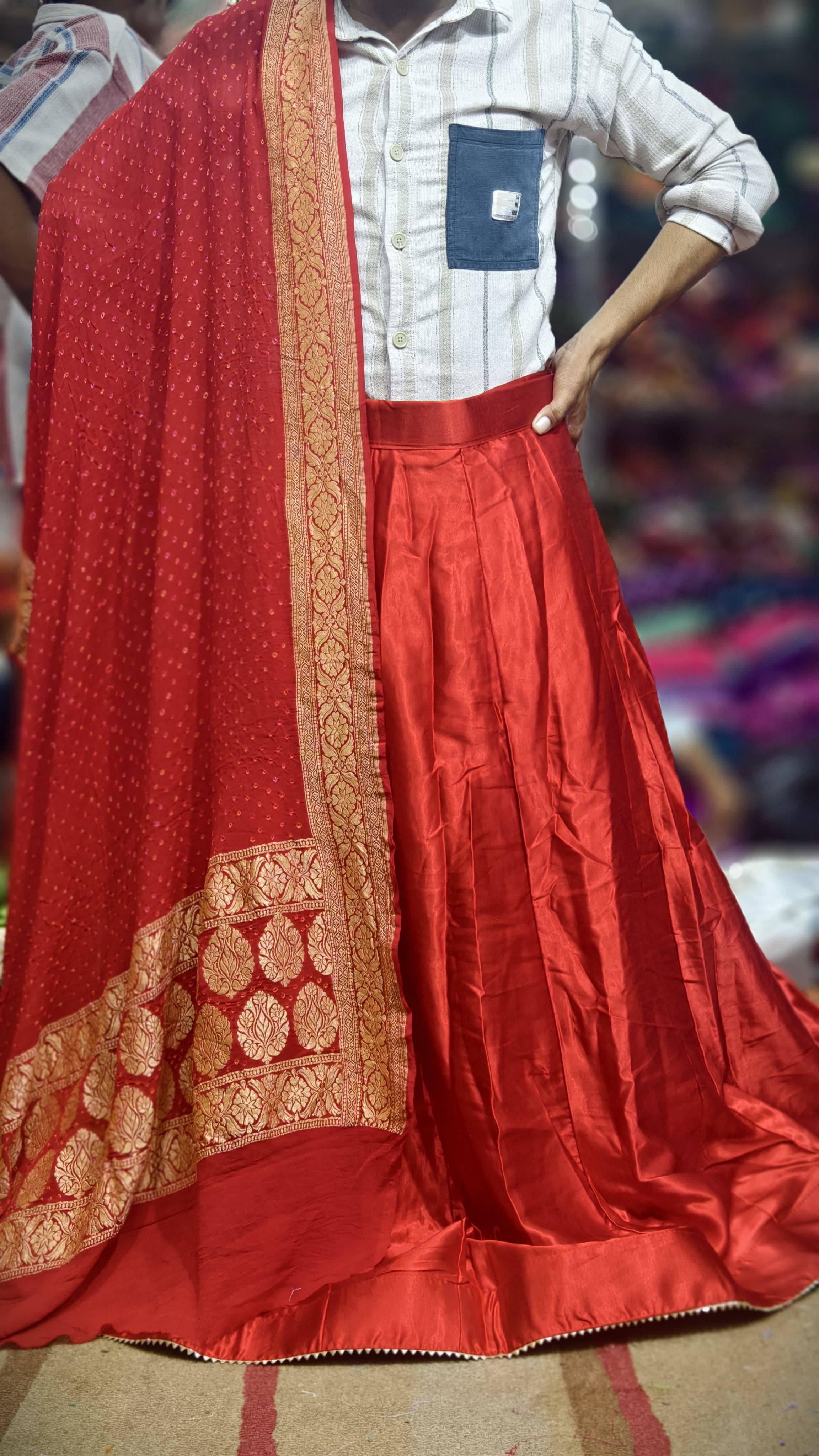 Pure Mashru Gaji Silk Plain Ghagra Set