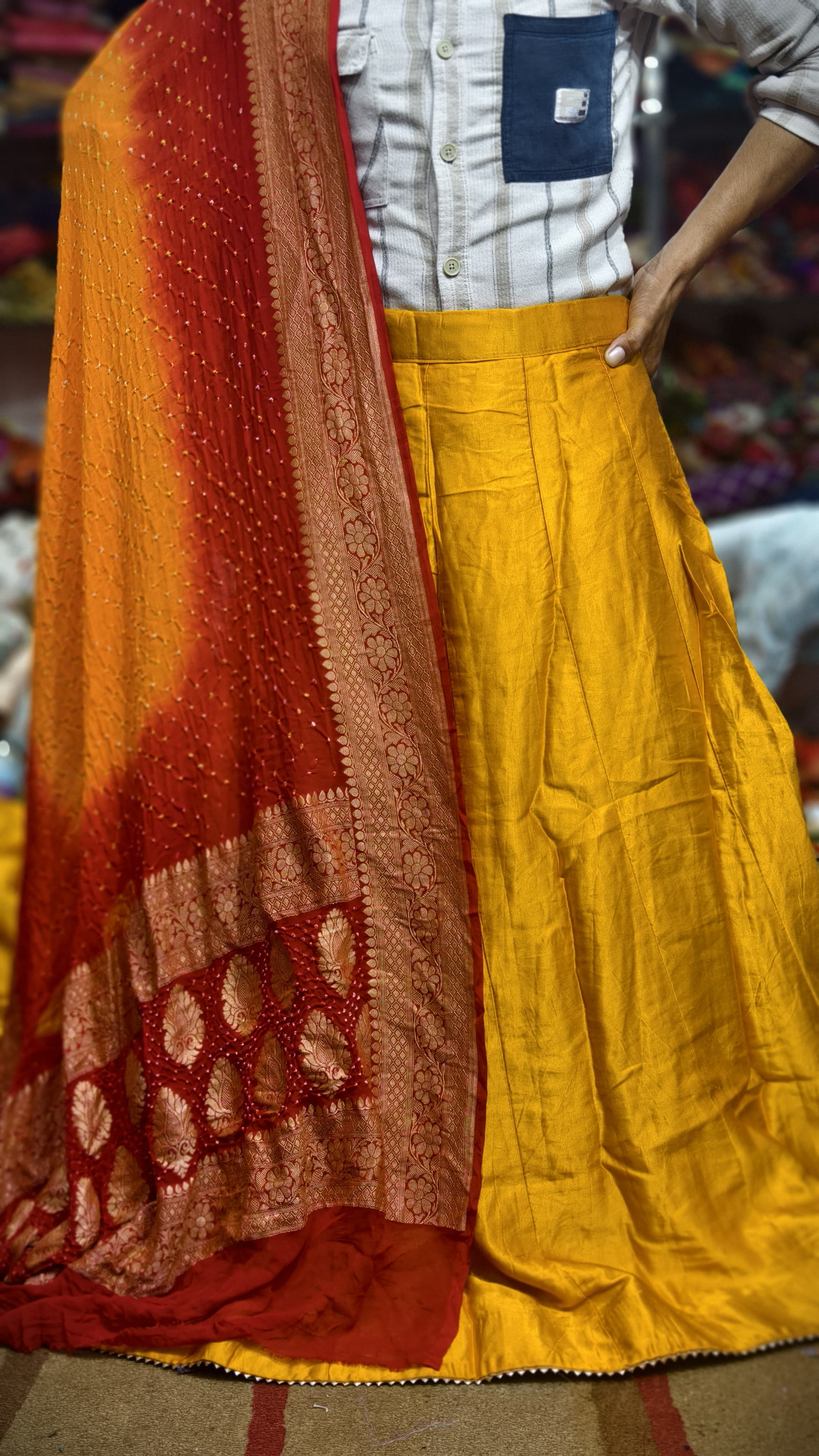 Pure Mashru Gaji Silk Plain Ghagra Set