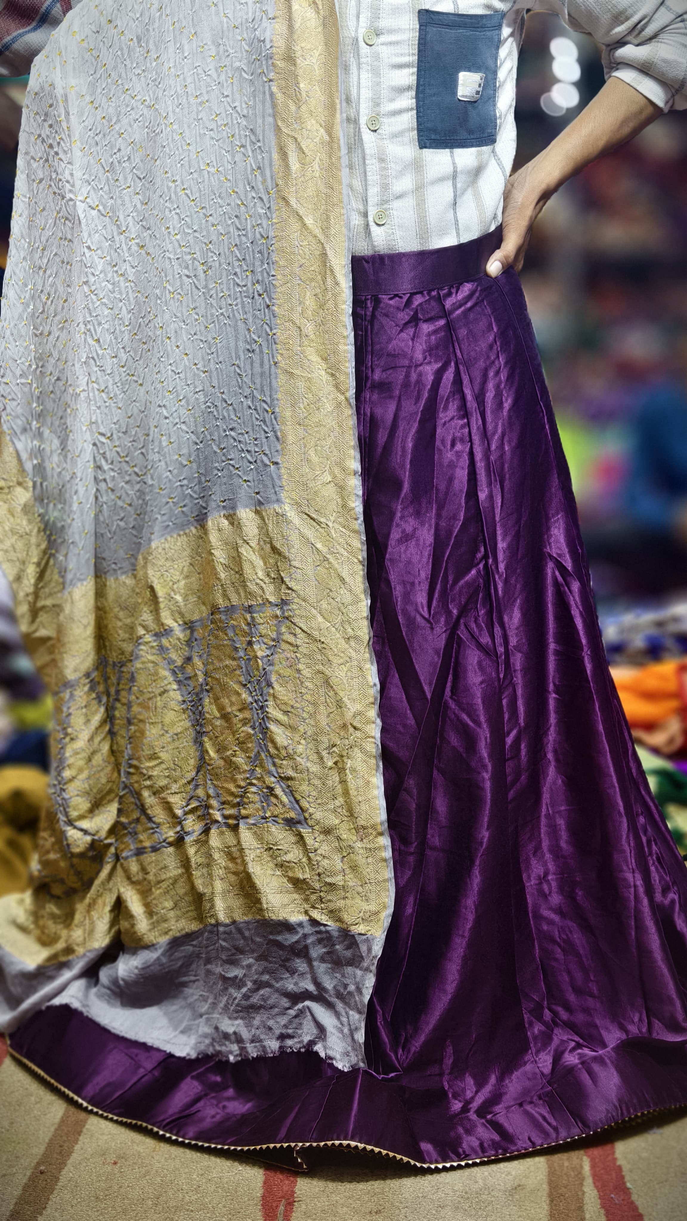 Pure Mashru Gaji Silk Plain Ghagra Set