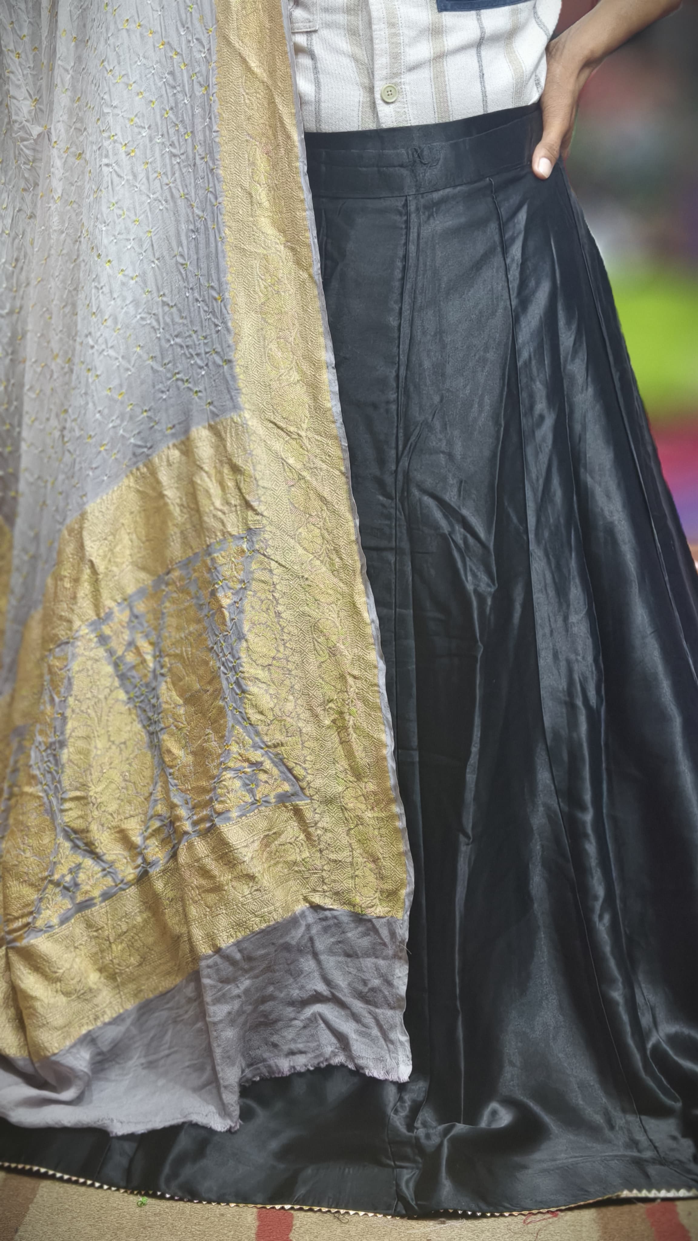 Pure Mashru Gaji Silk Plain Ghagra Set