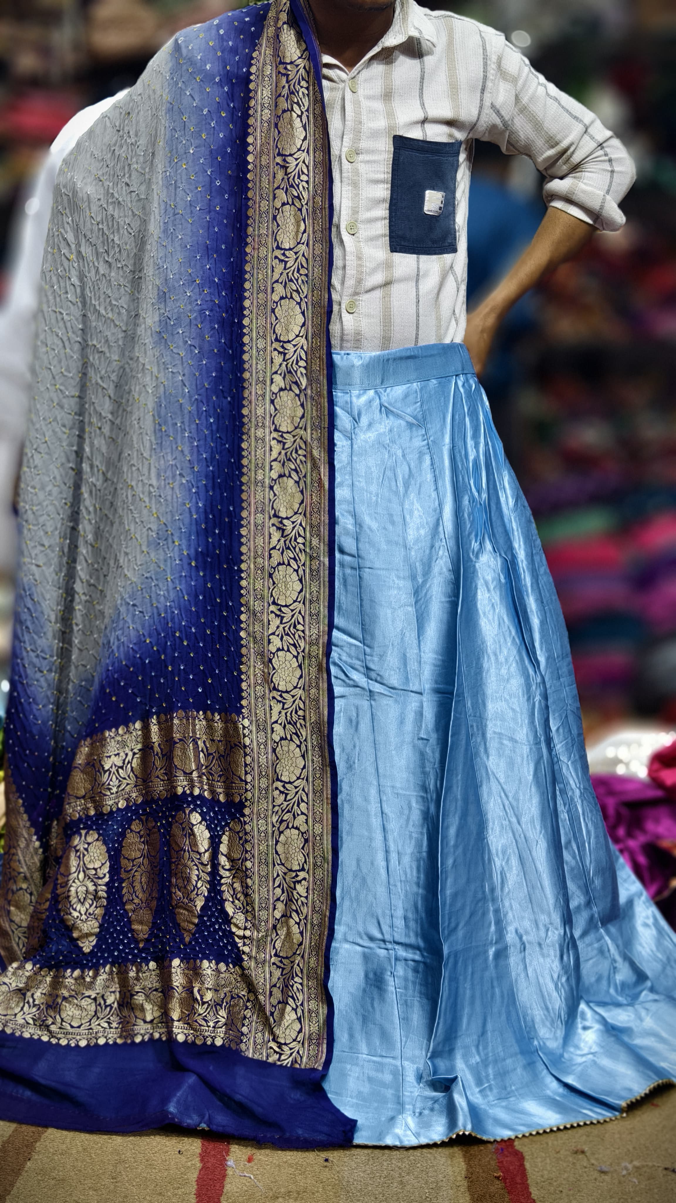 Pure Mashru Gaji Silk Plain Ghagra Set