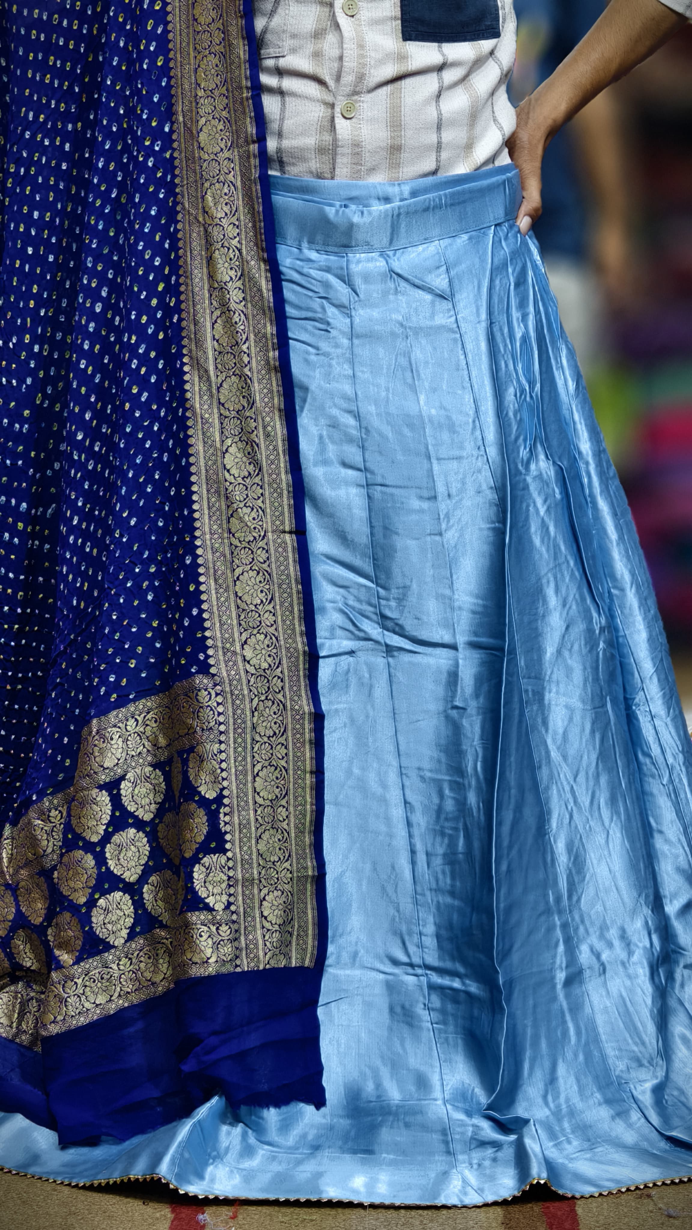 Pure Mashru Gaji Silk Plain Ghagra Set