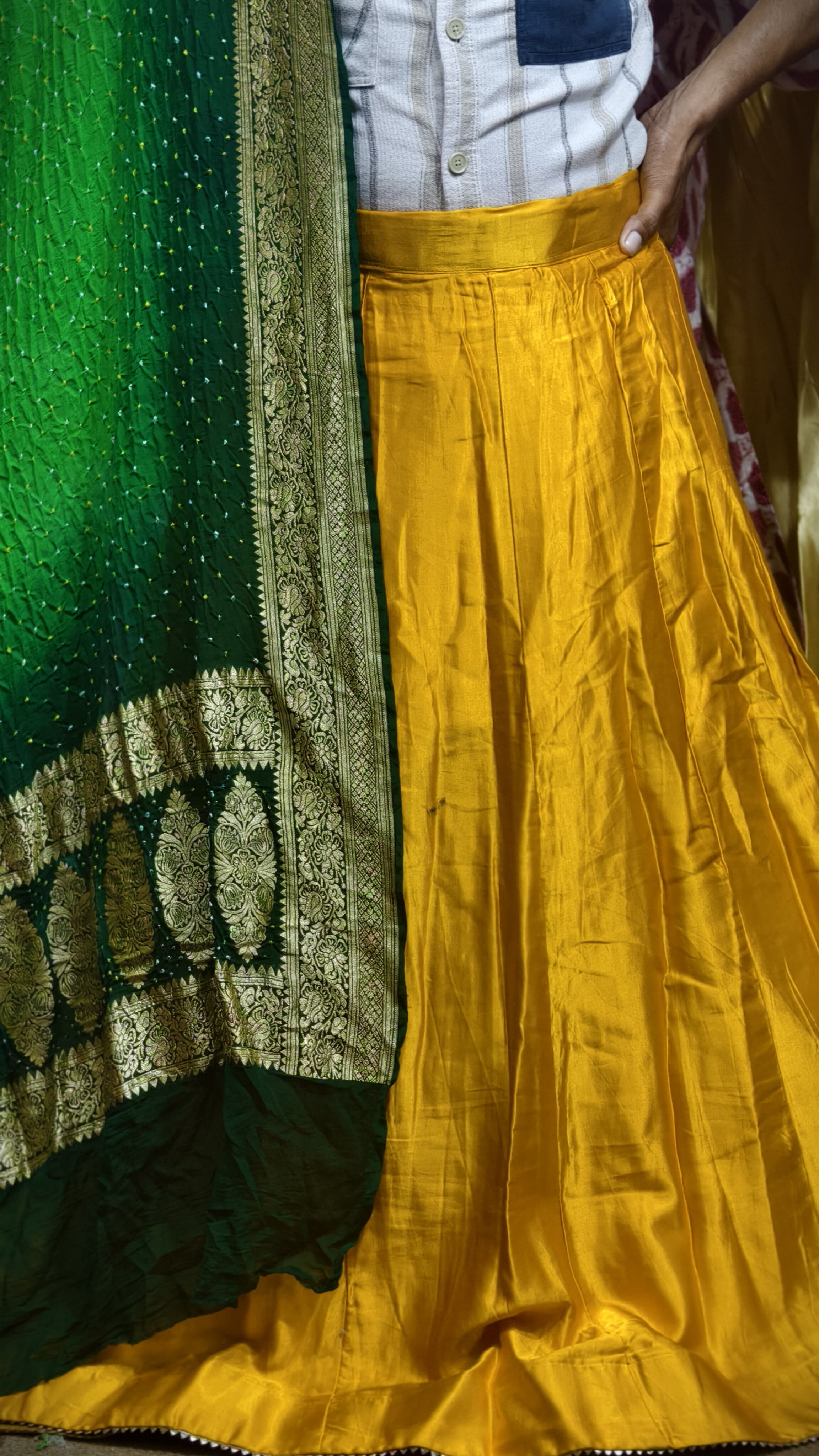 Pure Mashru Gaji Silk Plain Ghagra Set