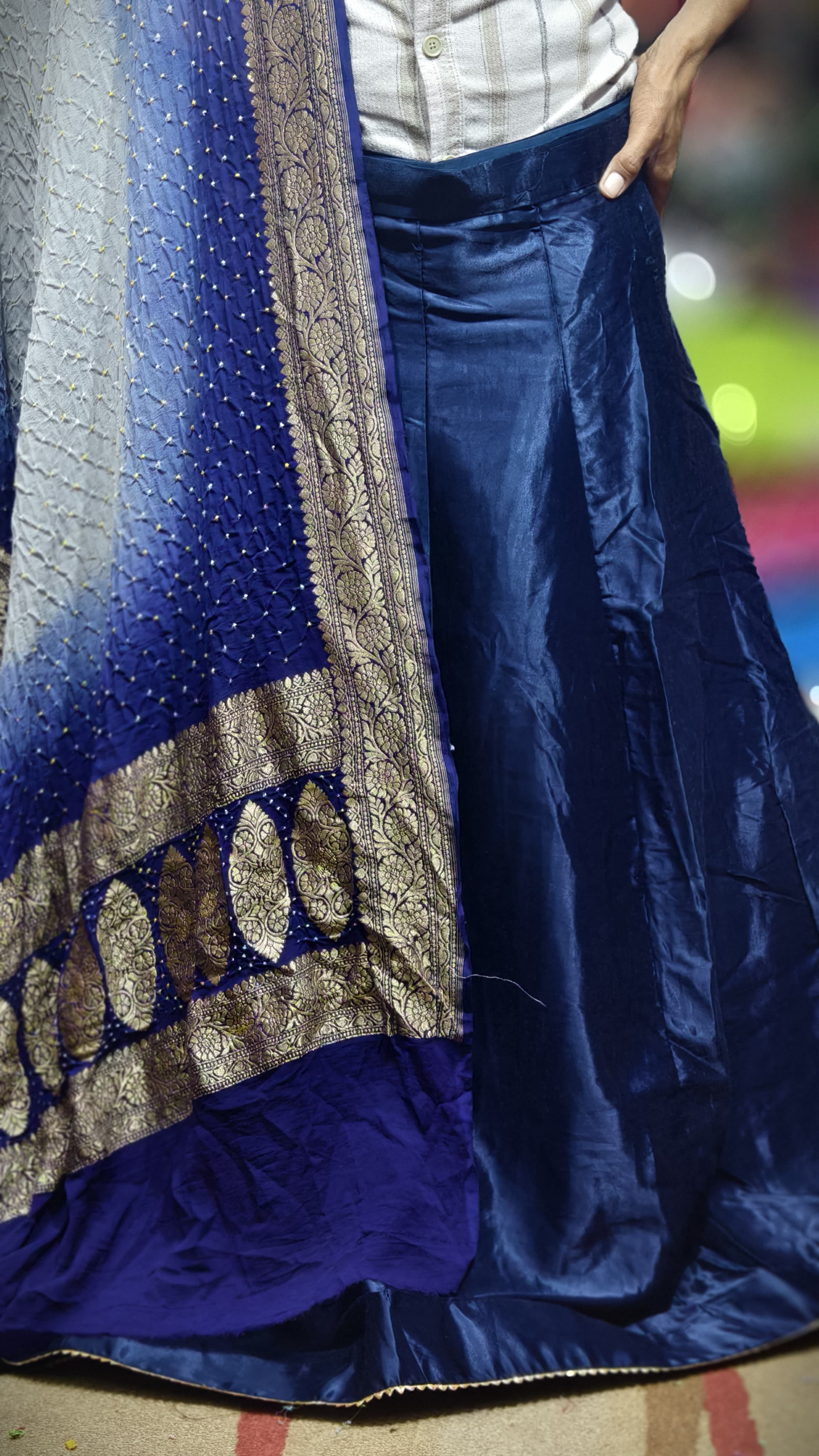 Pure Mashru Gaji Silk Plain Ghagra Set