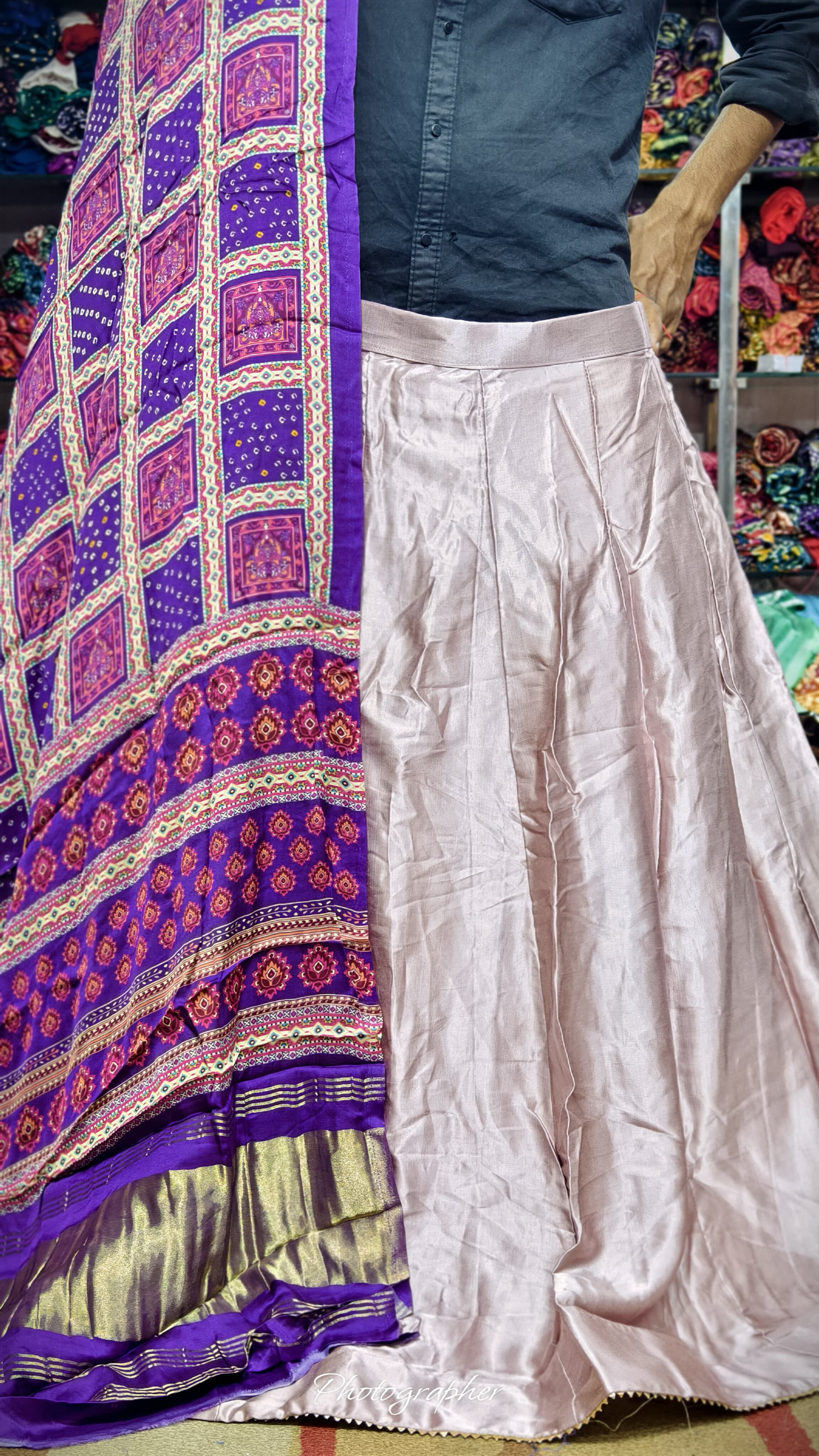 Pure Mashru Gaji Silk Plain Ghagraa With Pure Modal Gaji Silk Digital Prints Dupatta With Lagdi Patta