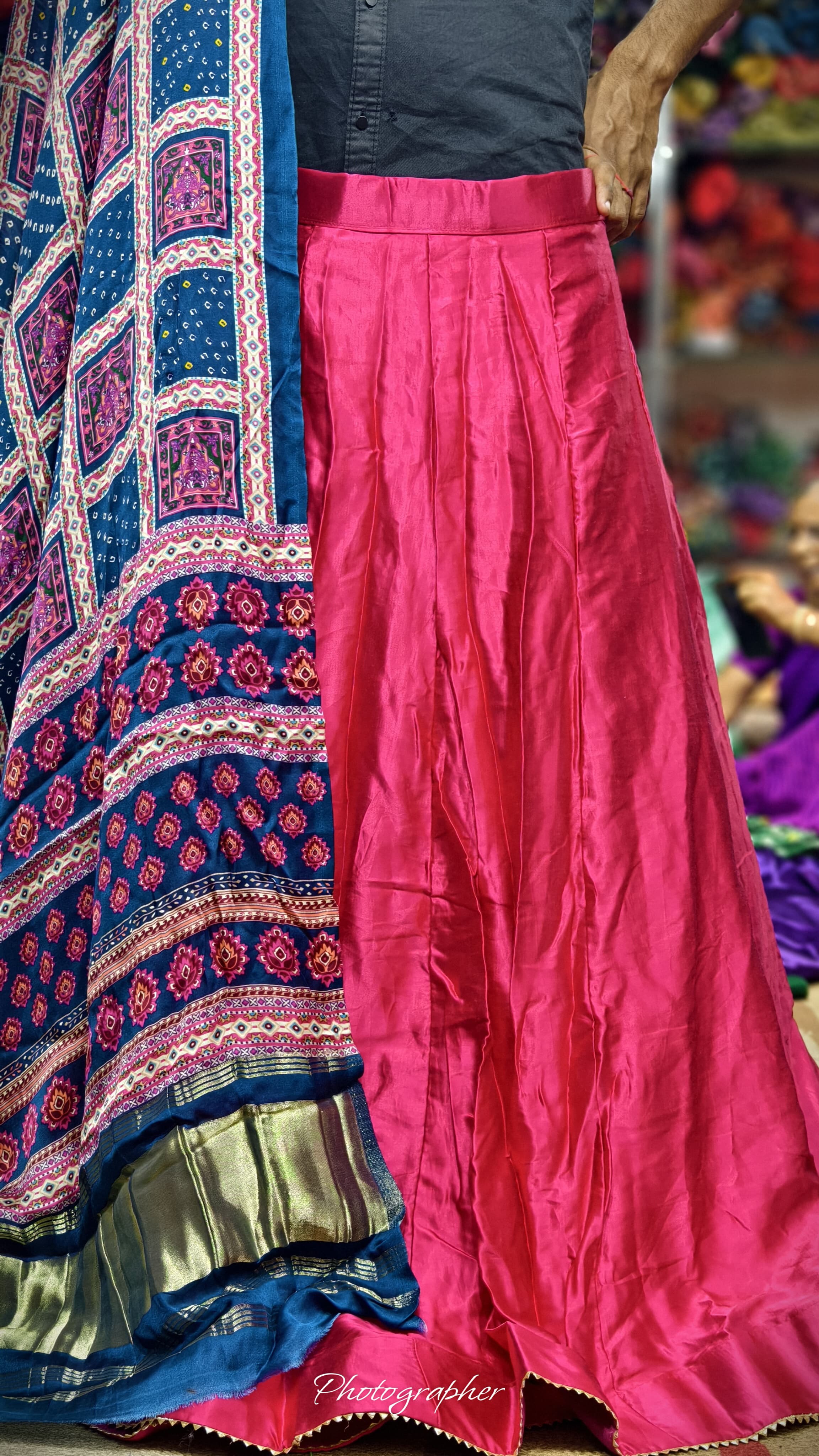 Pure Mashru Gaji Silk Plain Ghagraa With Pure Modal Gaji Silk Digital Prints Dupatta With Lagdi Patta