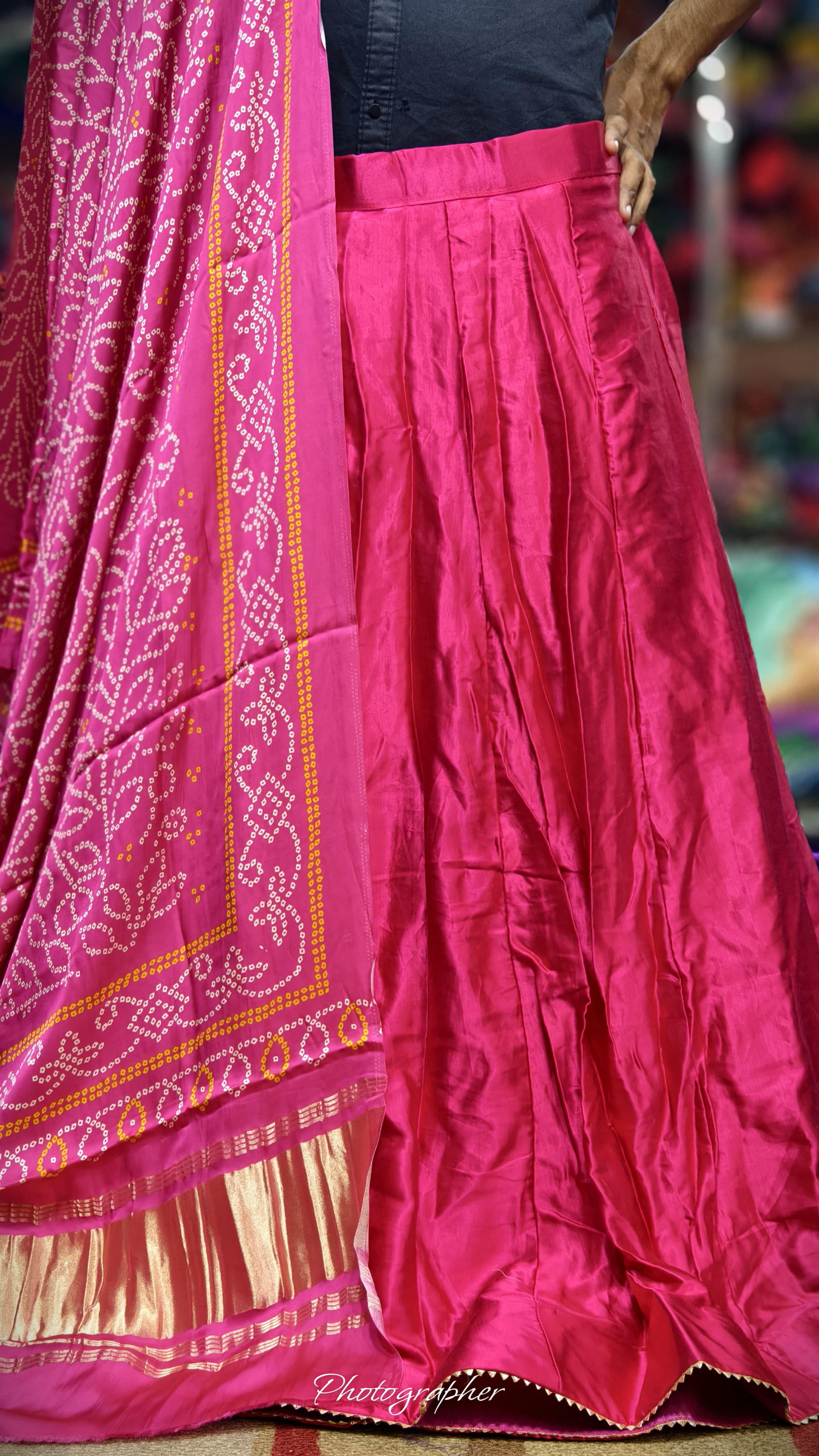 Pure Mashru Gaji Silk Plain Ghagraa With Pure Modal Gaji Silk Digital Prints Dupatta With Lagdi Patta