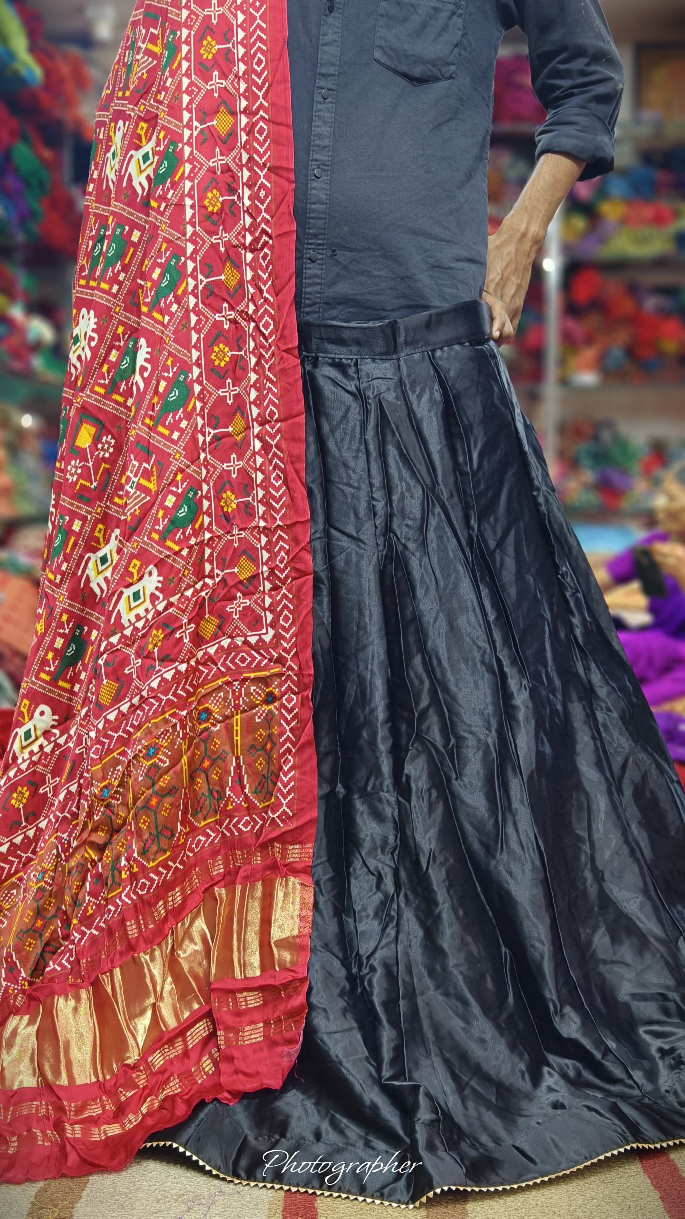 Pure Mashru Gaji Silk Plain Ghagraa With Pure Modal Gaji Silk Digital Prints Dupatta With Lagdi Patta