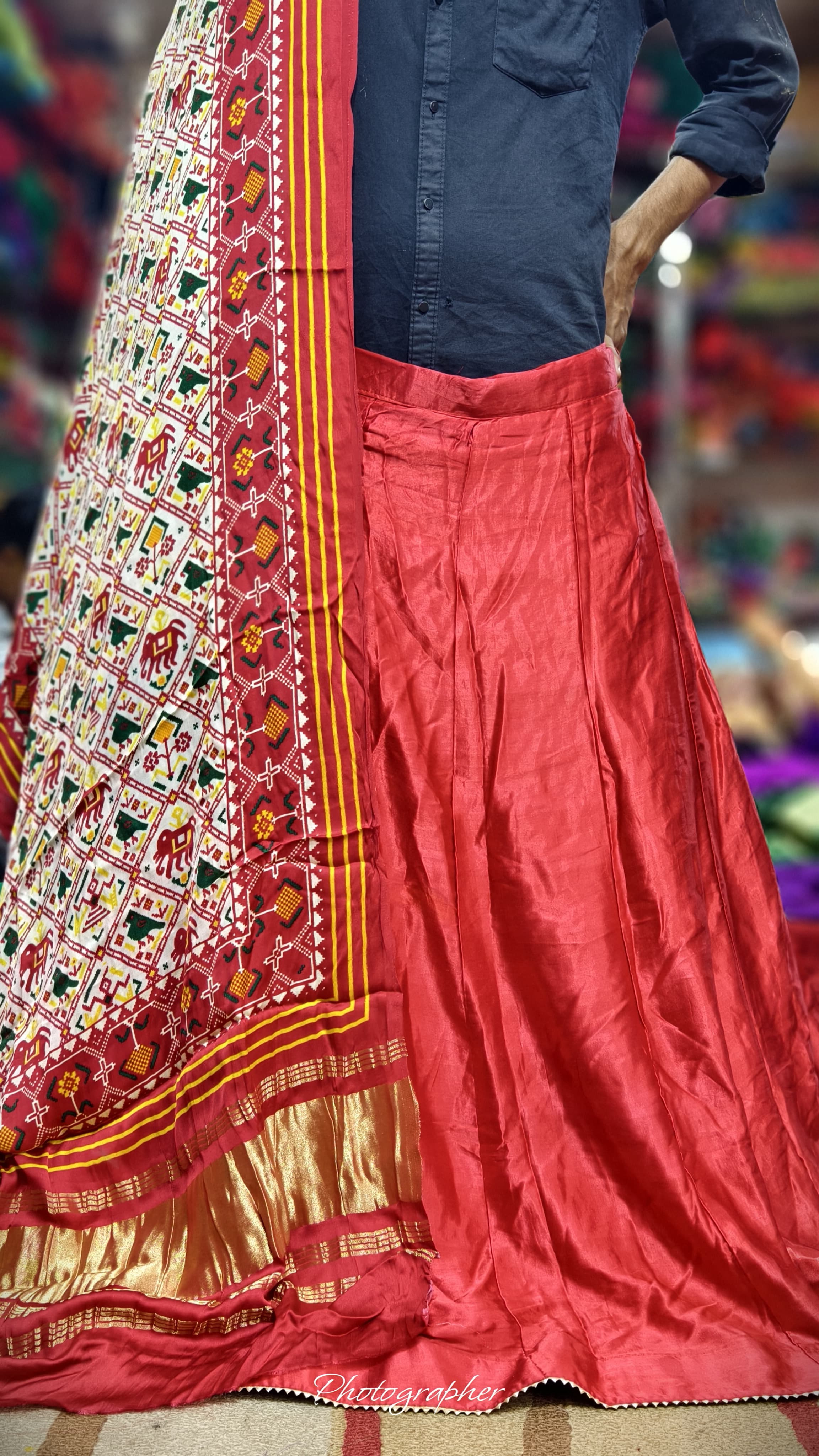 Pure Mashru Gaji Silk Plain Ghagraa With Pure Modal Gaji Silk Digital Prints Dupatta With Lagdi Patta