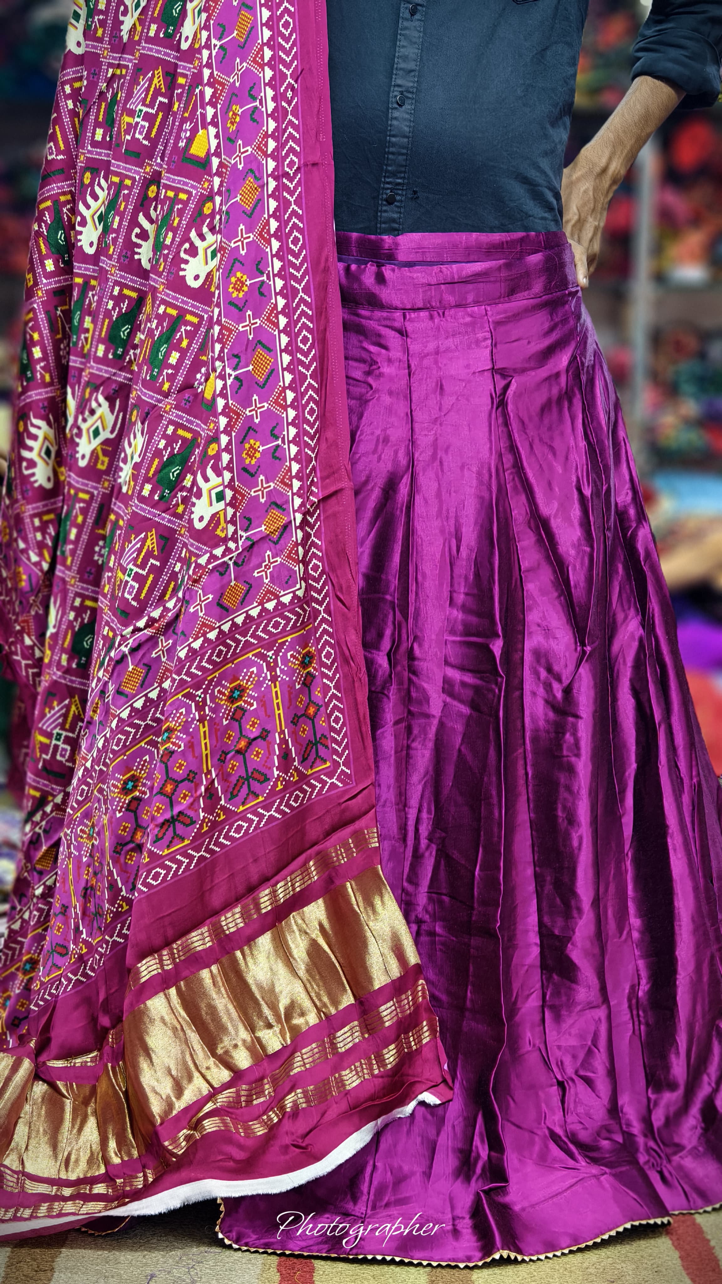 Pure Mashru Gaji Silk Plain Ghagraa With Pure Modal Gaji Silk Digital Prints Dupatta With Lagdi Patta