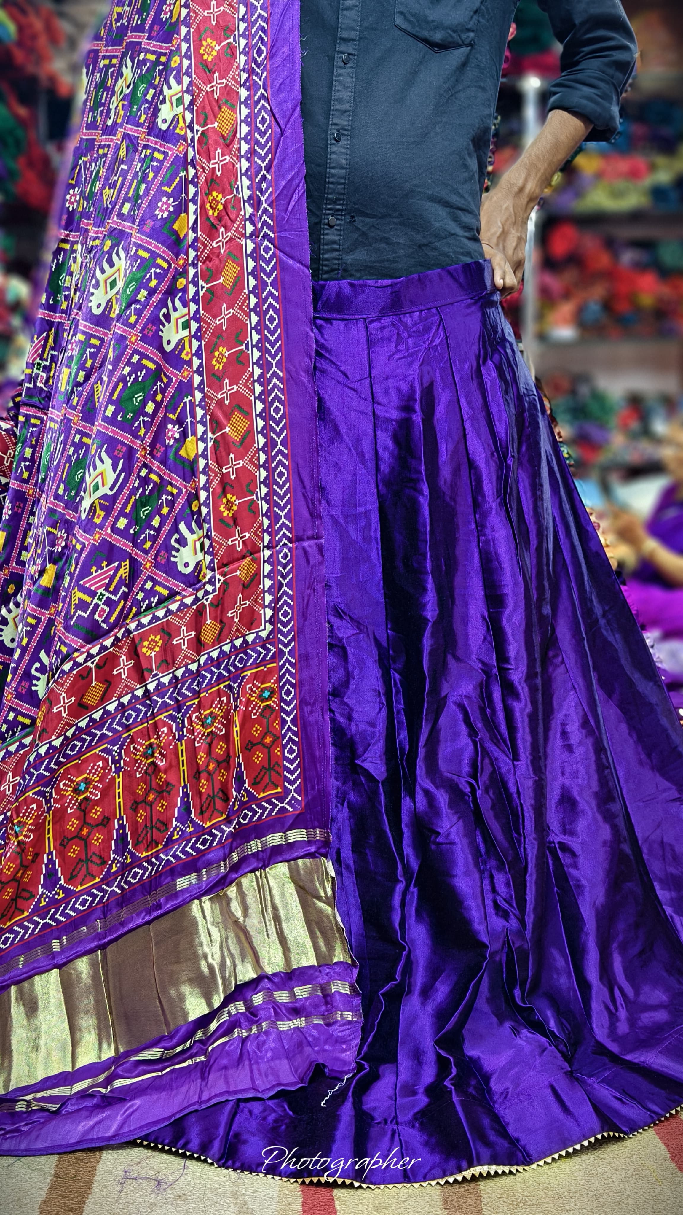 Pure Mashru Gaji Silk Plain Ghagraa With Pure Modal Gaji Silk Digital Prints Dupatta With Lagdi Patta