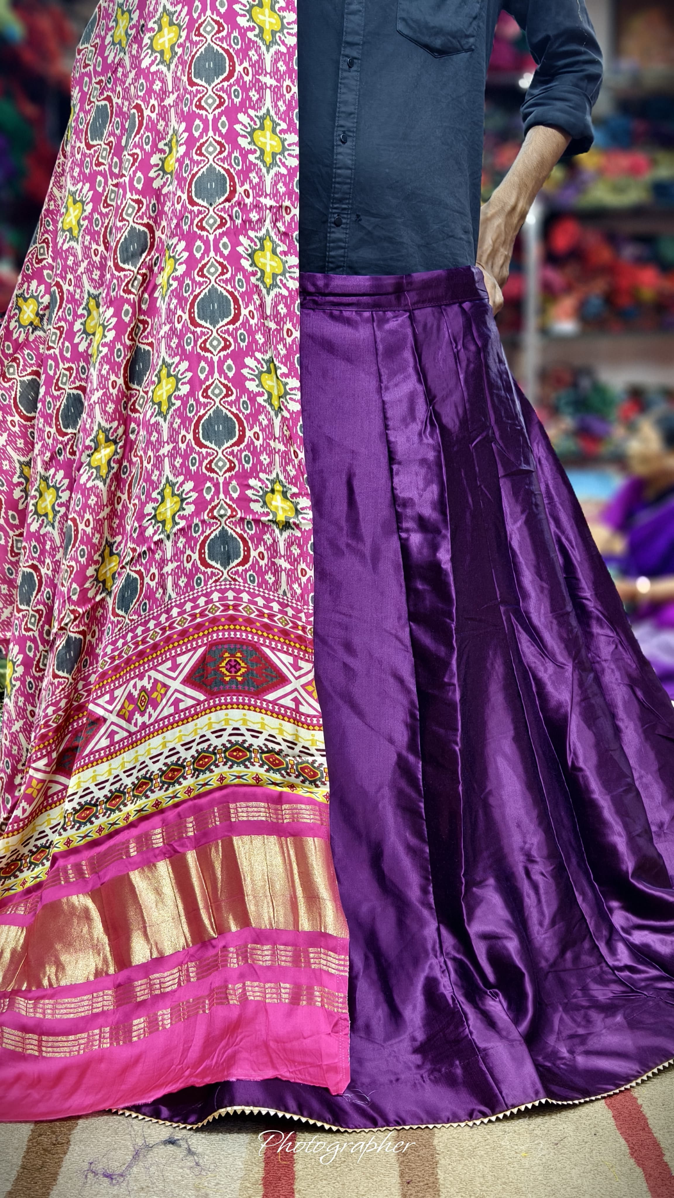 Pure Mashru Gaji Silk Plain Ghagraa With Pure Modal Gaji Silk Digital Prints Dupatta With Lagdi Patta