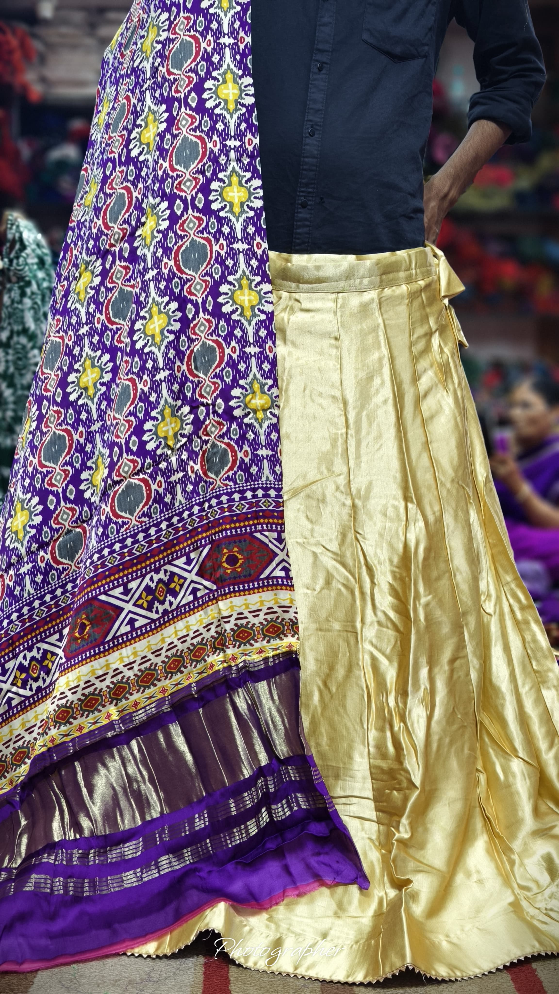 Pure Mashru Gaji Silk Plain Ghagraa With Pure Modal Gaji Silk Digital Prints Dupatta With Lagdi Patta