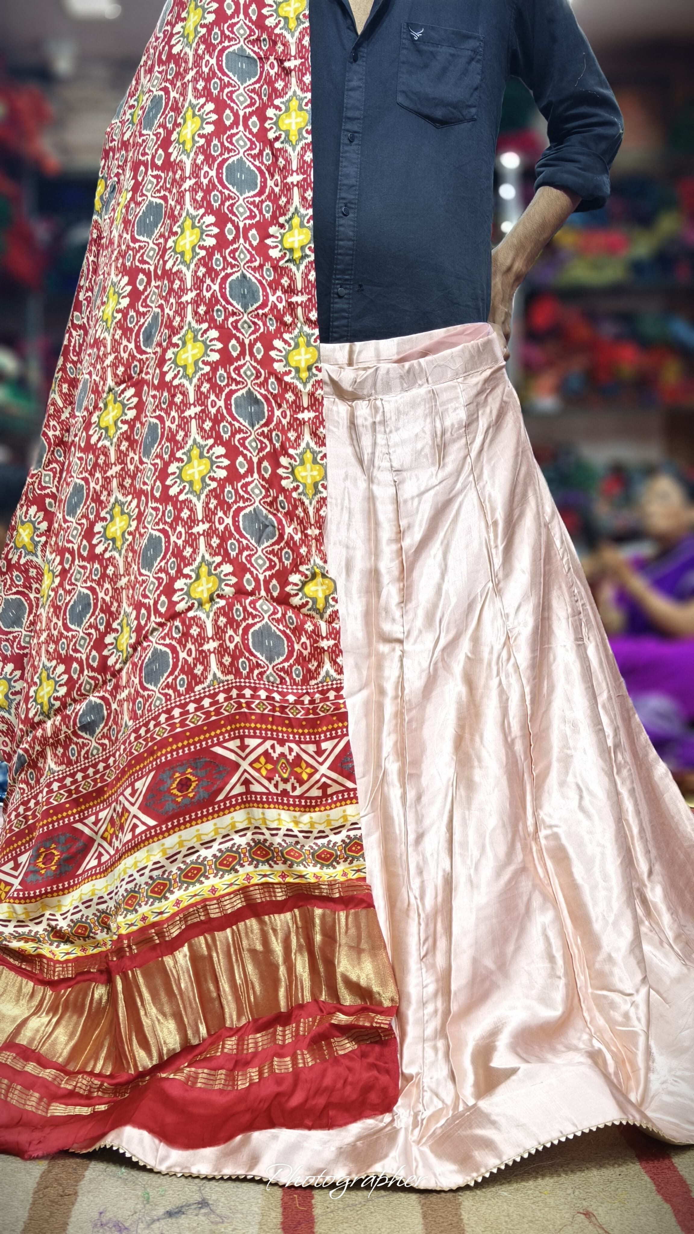 Pure Mashru Gaji Silk Plain Ghagraa With Pure Modal Gaji Silk Digital Prints Dupatta With Lagdi Patta