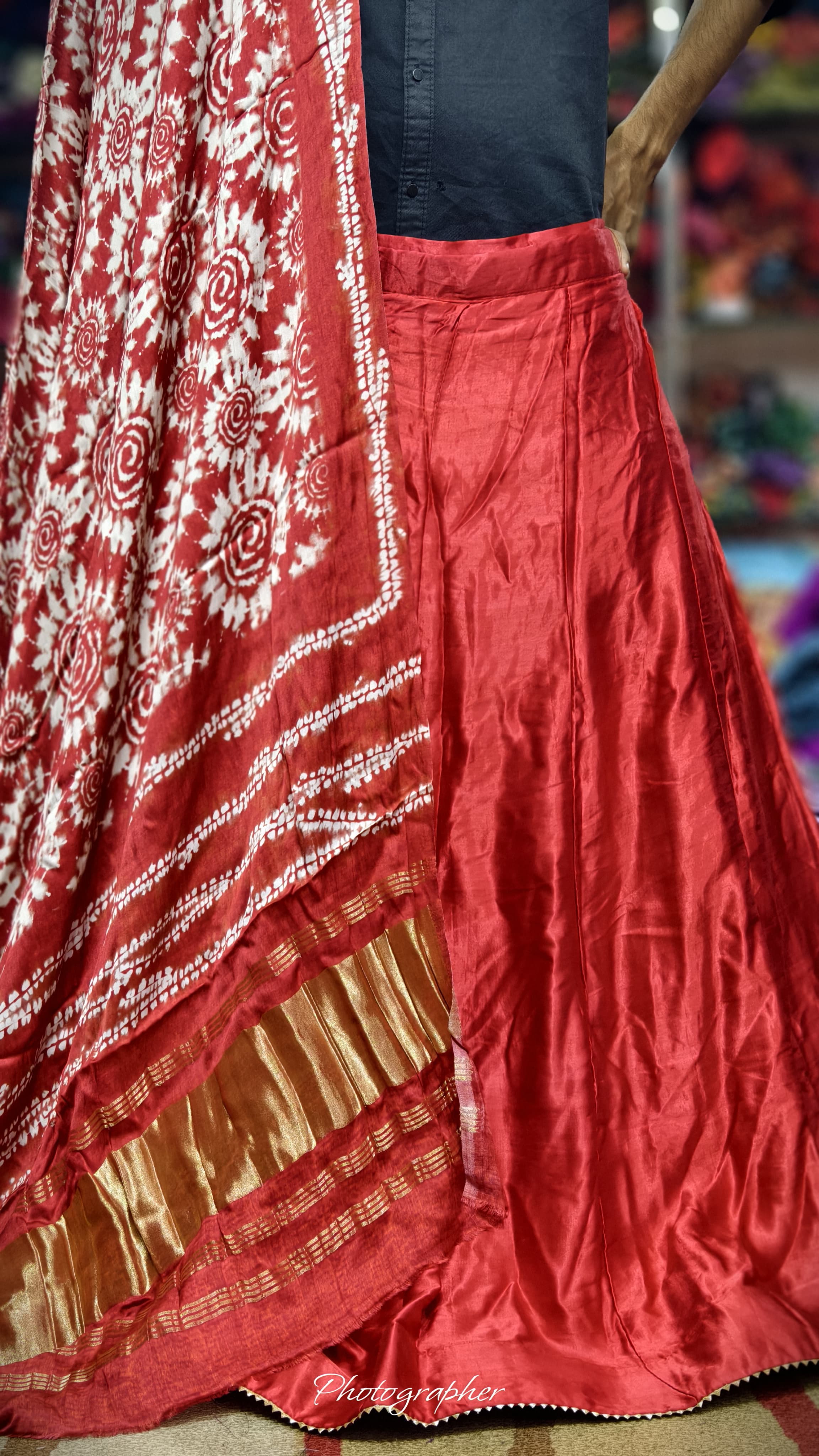 Pure Mashru Gaji Silk Plain Ghagraa With Pure Modal Gaji Silk Digital Prints Dupatta With Lagdi Patta