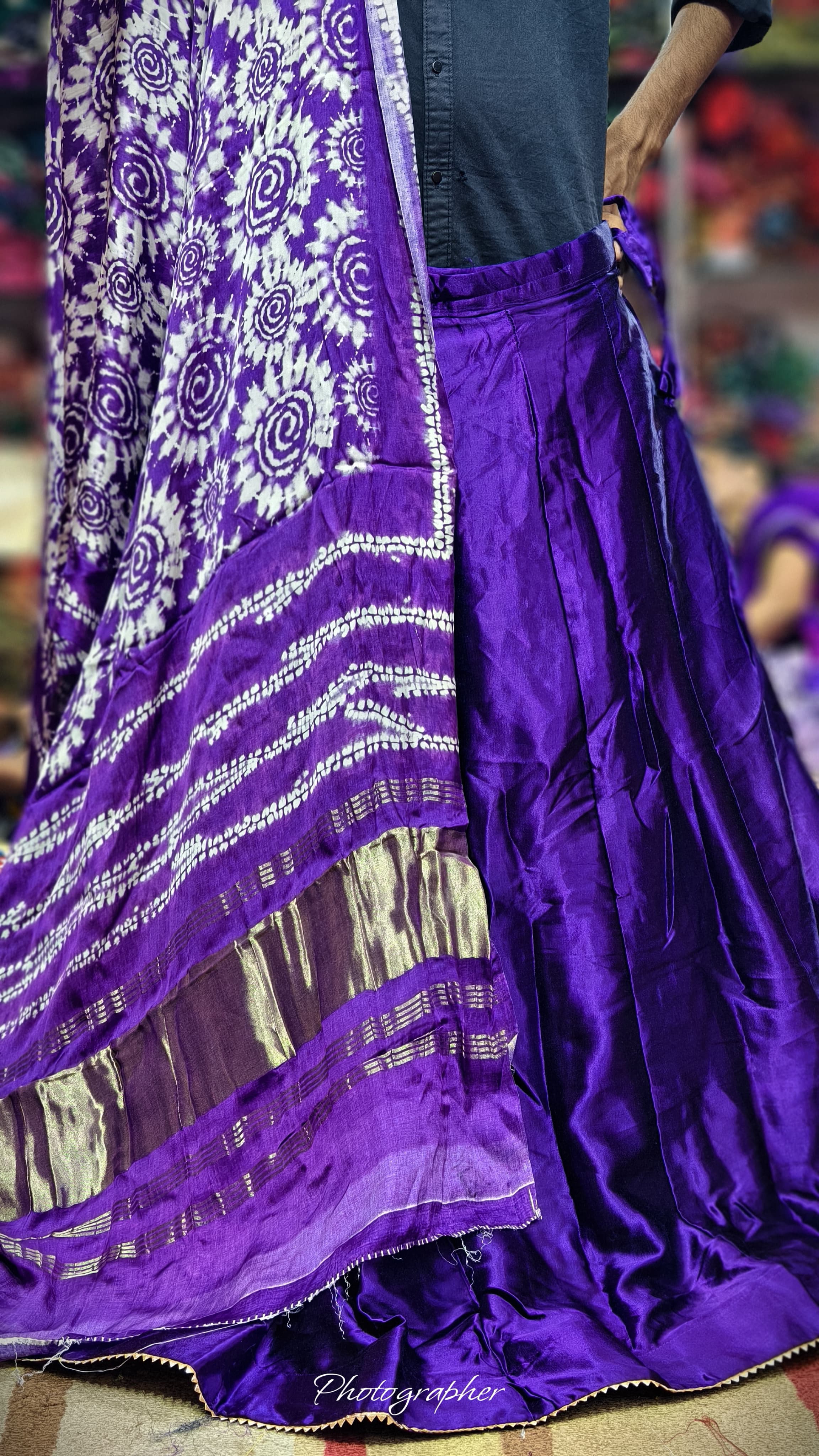 Pure Mashru Gaji Silk Plain Ghagraa With Pure Modal Gaji Silk Digital Prints Dupatta With Lagdi Patta