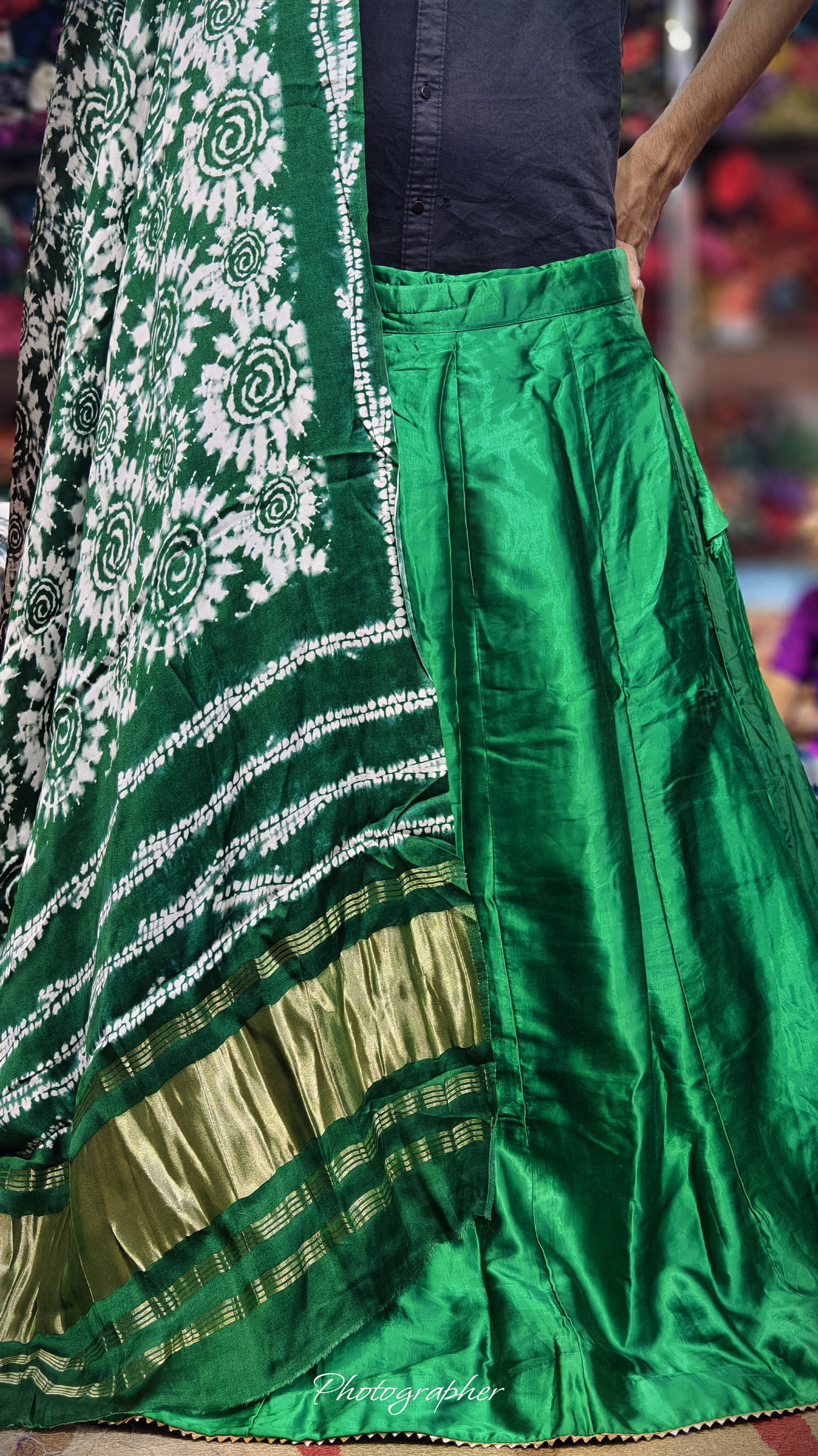 Pure Mashru Gaji Silk Plain Ghagraa With Pure Modal Gaji Silk Digital Prints Dupatta With Lagdi Patta