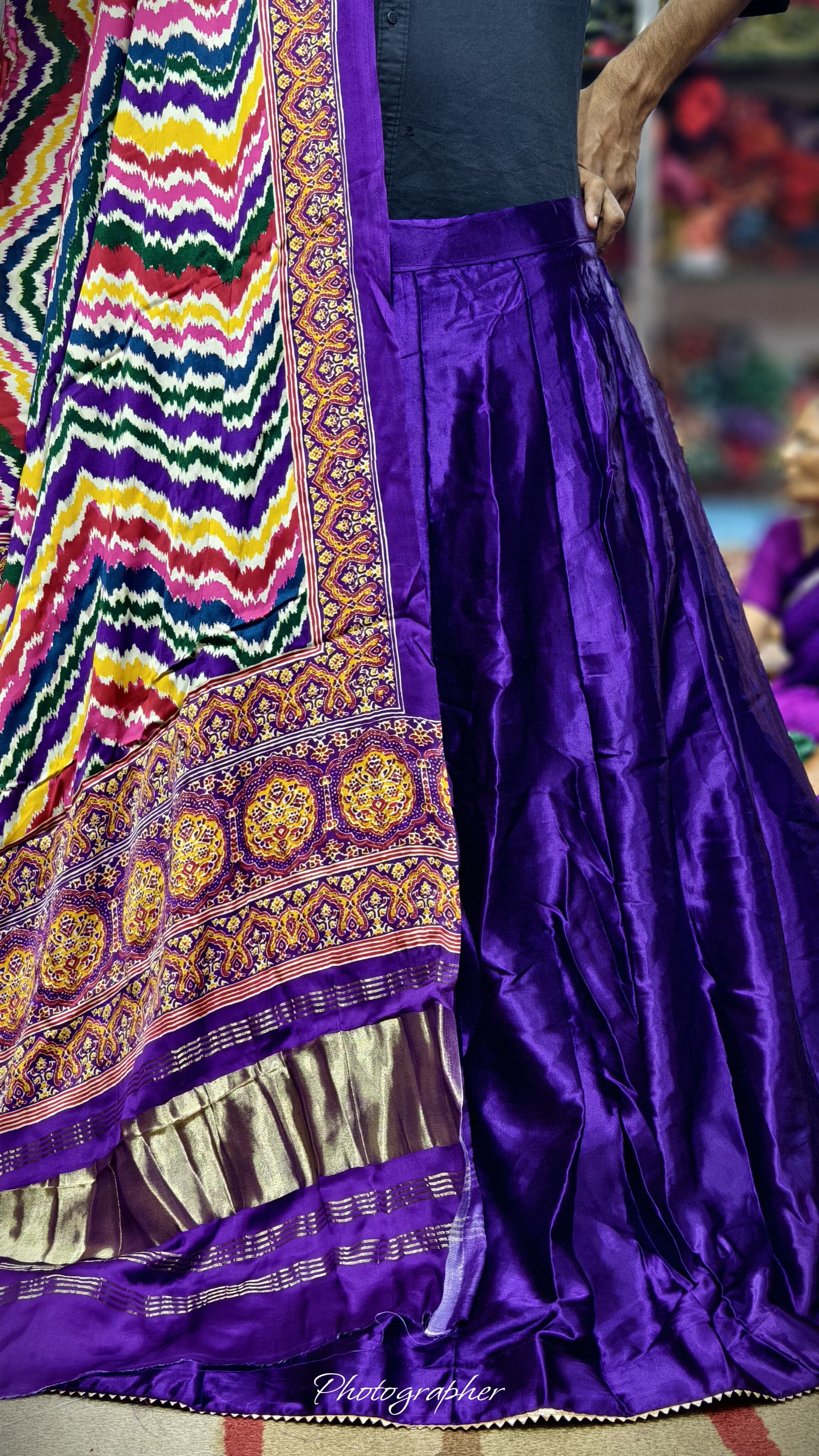 Pure Mashru Gaji Silk Plain Ghagraa With Pure Modal Gaji Silk Digital Prints Dupatta With Lagdi Patta