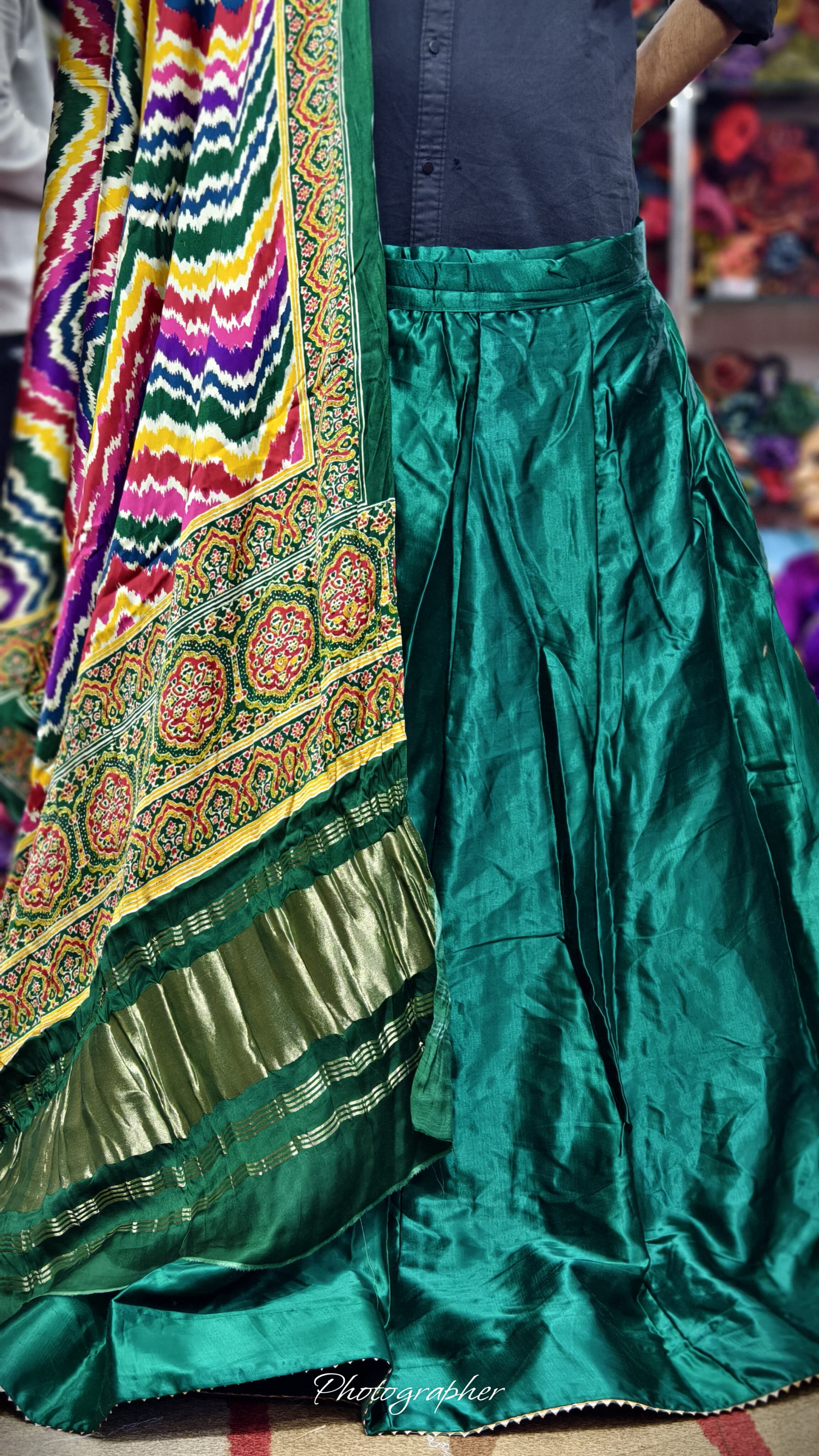 Pure Mashru Gaji Silk Plain Ghagraa With Pure Modal Gaji Silk Digital Prints Dupatta With Lagdi Patta