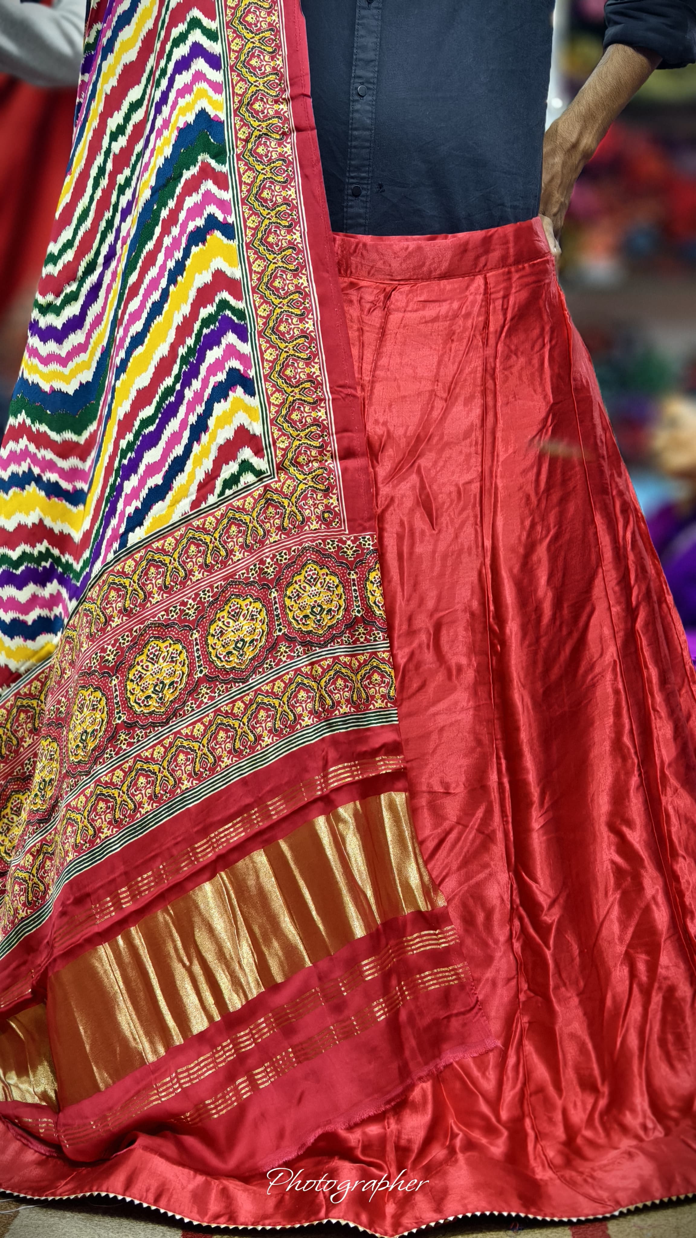 Pure Mashru Gaji Silk Plain Ghagraa With Pure Modal Gaji Silk Digital Prints Dupatta With Lagdi Patta