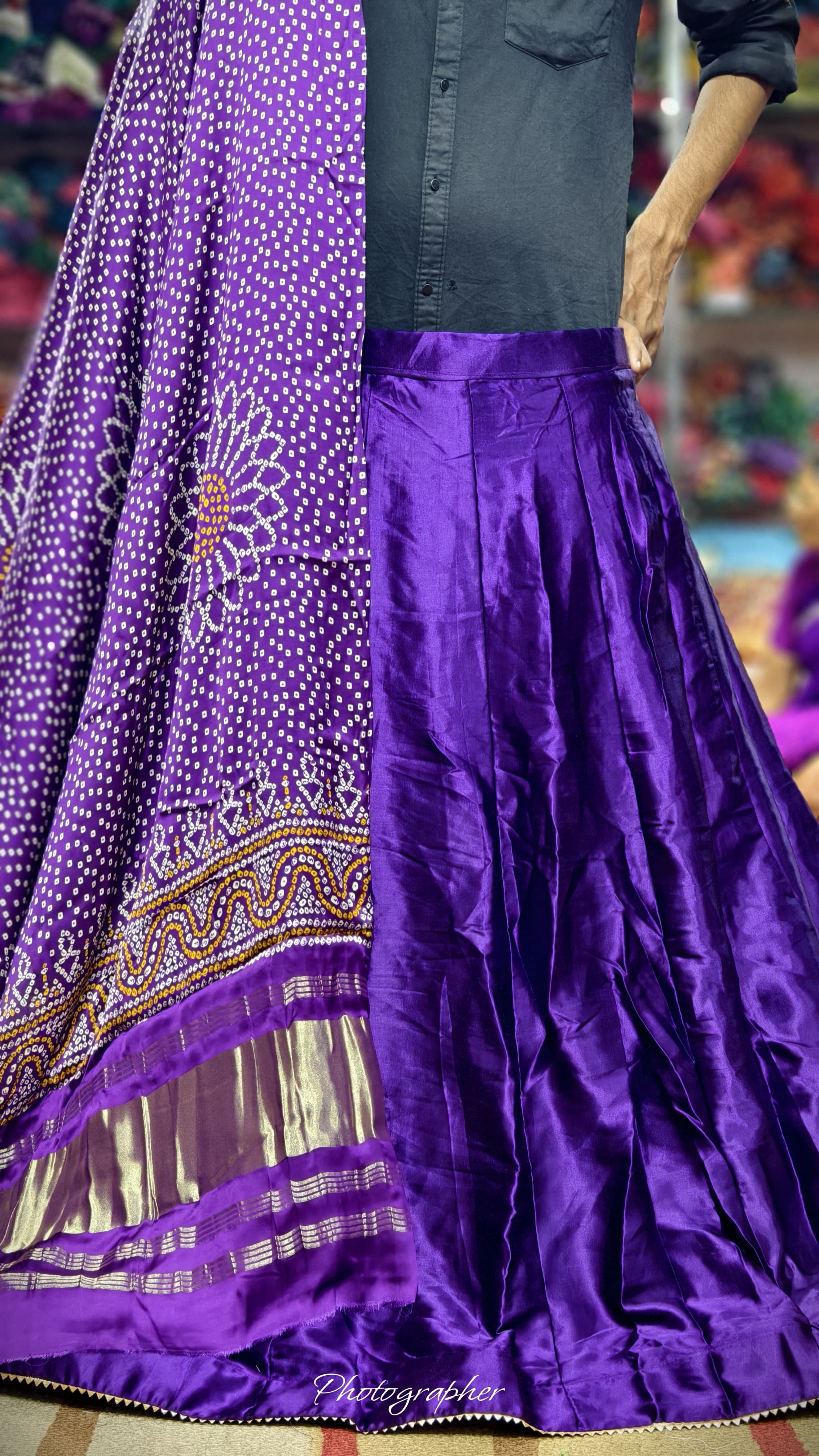 Pure Mashru Gaji Silk Plain Ghagraa With Pure Modal Gaji Silk Digital Prints Dupatta With Lagdi Patta