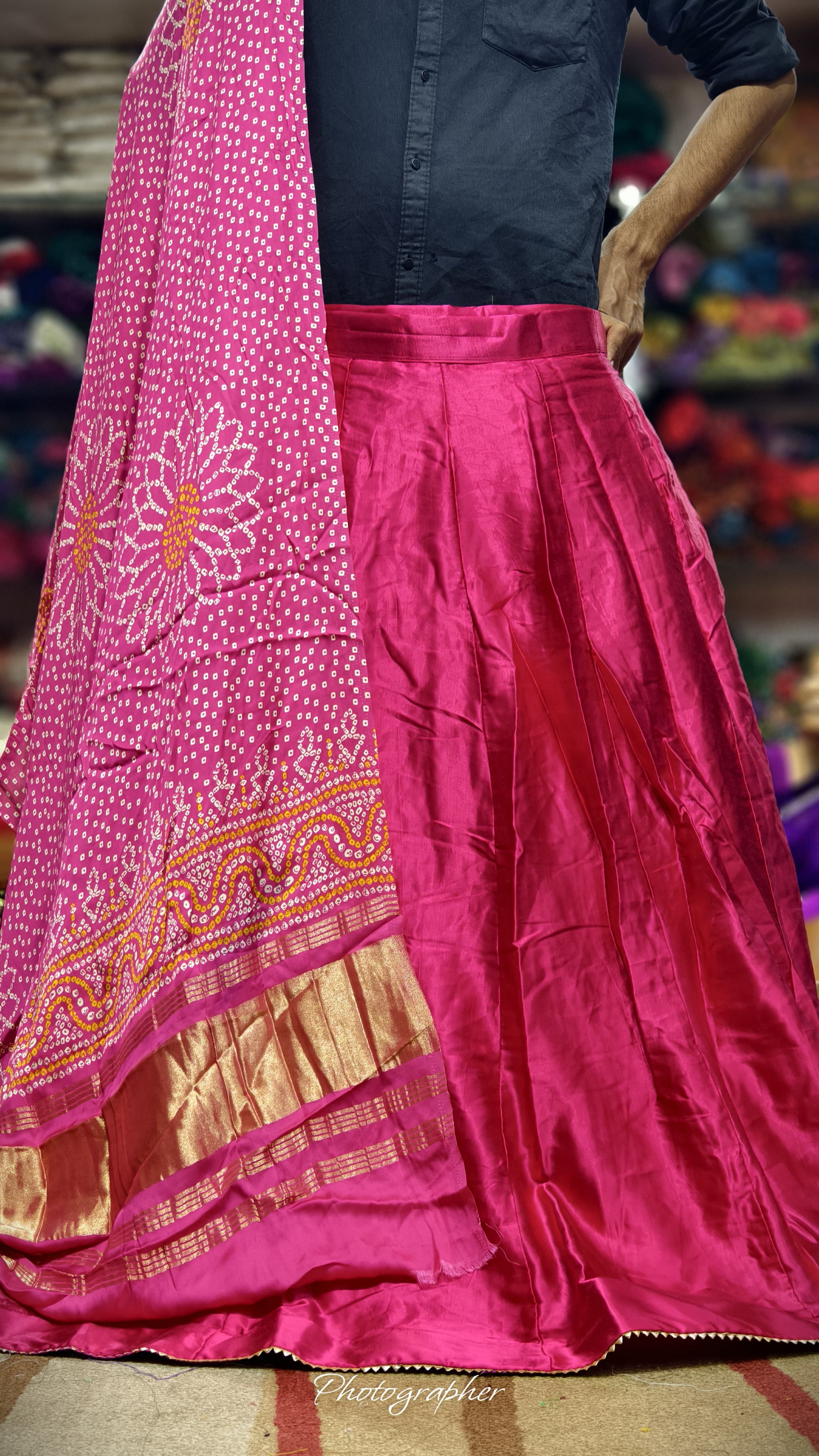 Pure Mashru Gaji Silk Plain Ghagraa With Pure Modal Gaji Silk Digital Prints Dupatta With Lagdi Patta