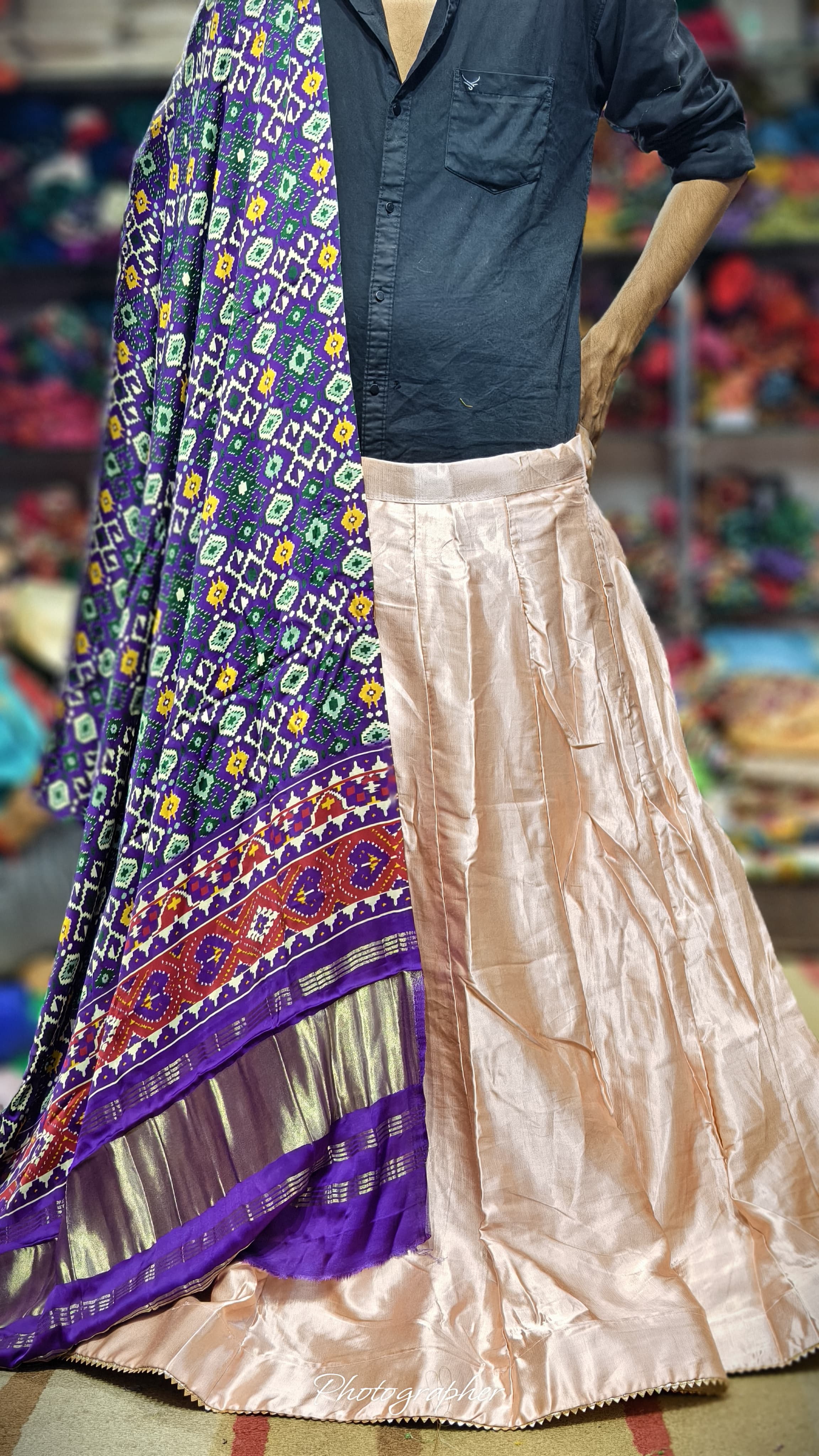 Pure Mashru Gaji Silk Plain Ghagraa With Pure Modal Gaji Silk Digital Prints Dupatta With Lagdi Patta